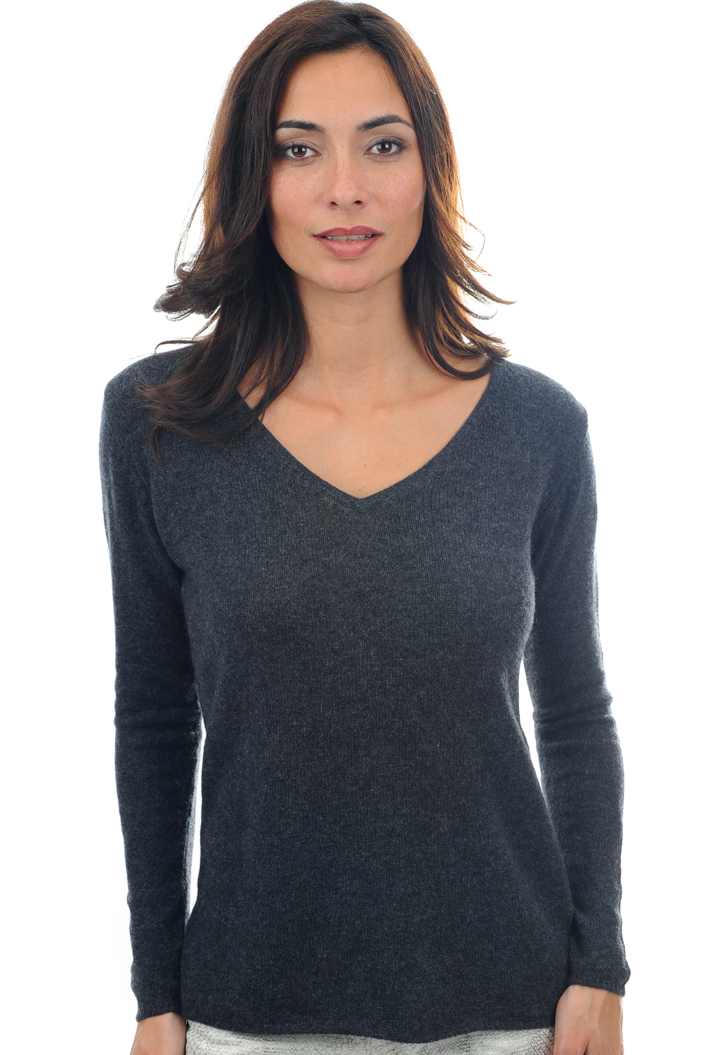 Cashmere ladies basic sweaters at low prices flavie charcoal marl xl