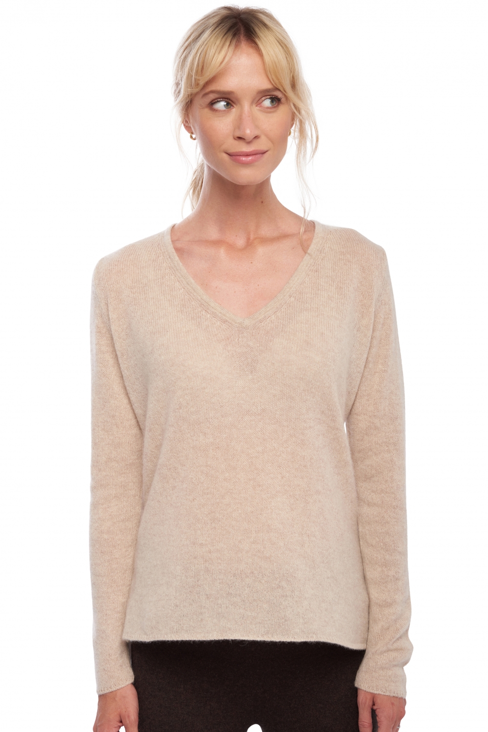 Cashmere ladies basic sweaters at low prices flavie natural beige l