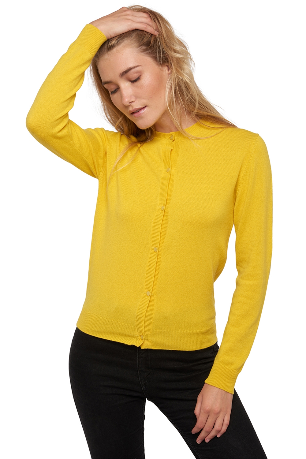 Cashmere ladies basic sweaters at low prices tyra first sunny yellow s