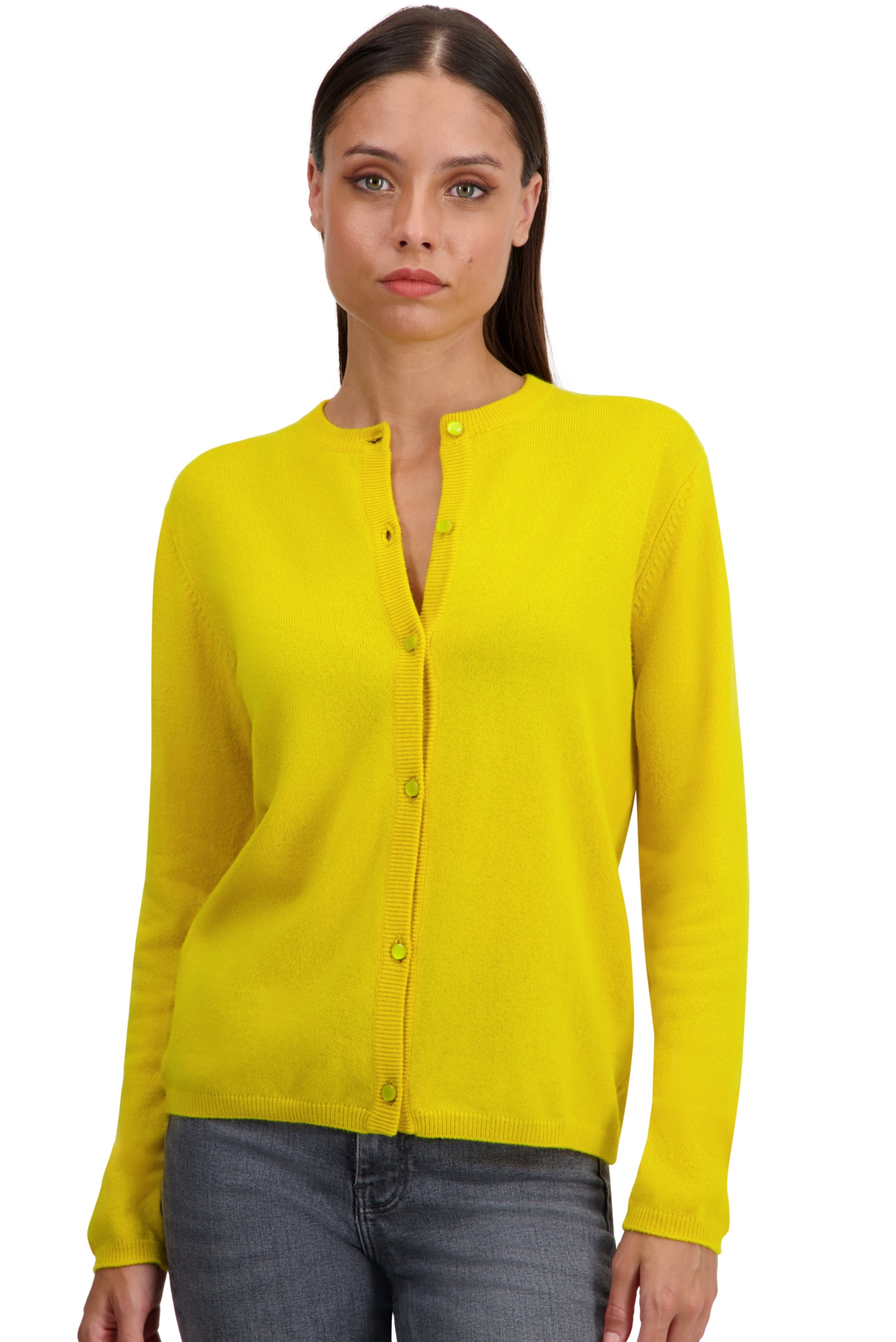Cashmere ladies cardigans chloe cyber yellow s