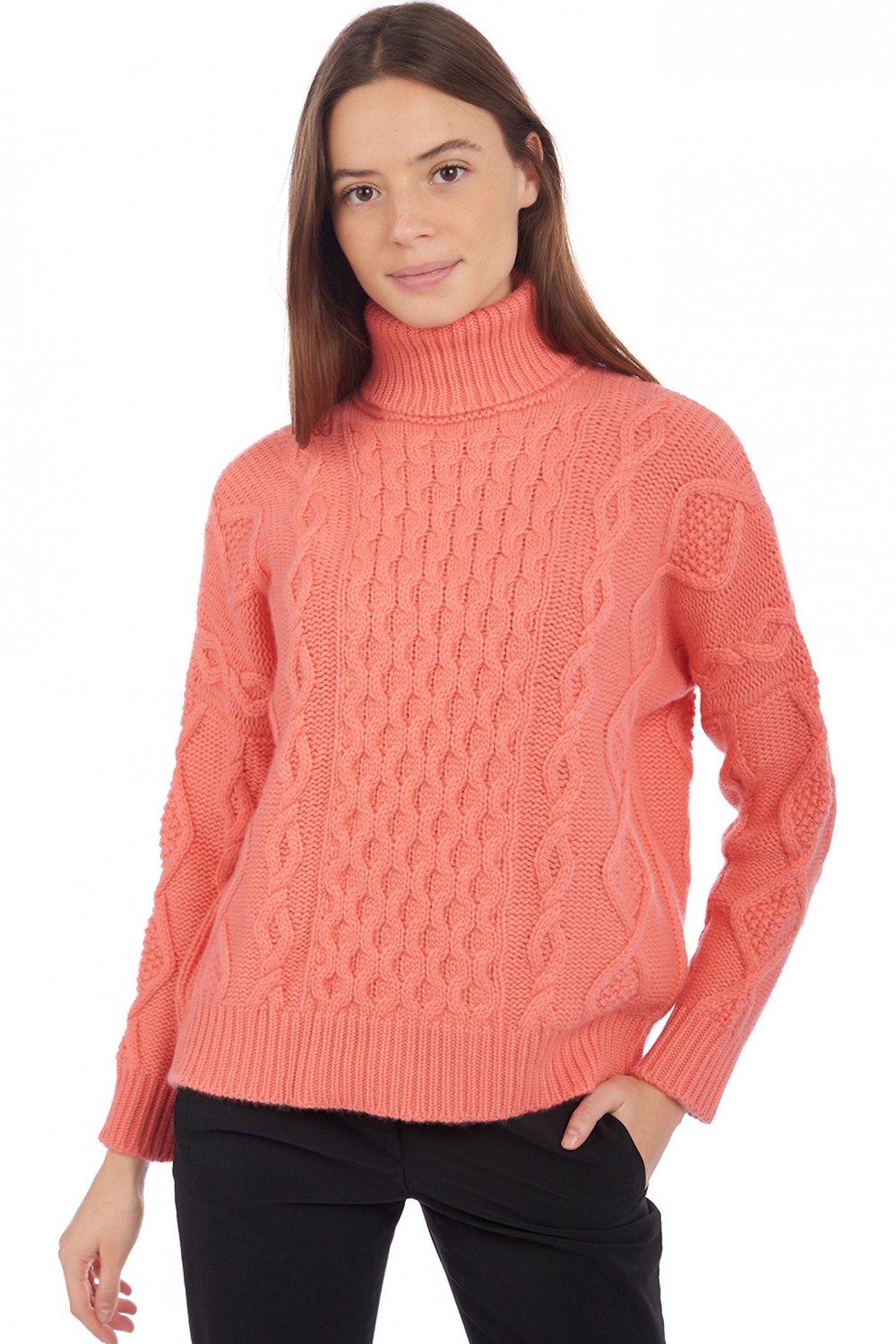 Cashmere ladies chunky sweater albury peach xl