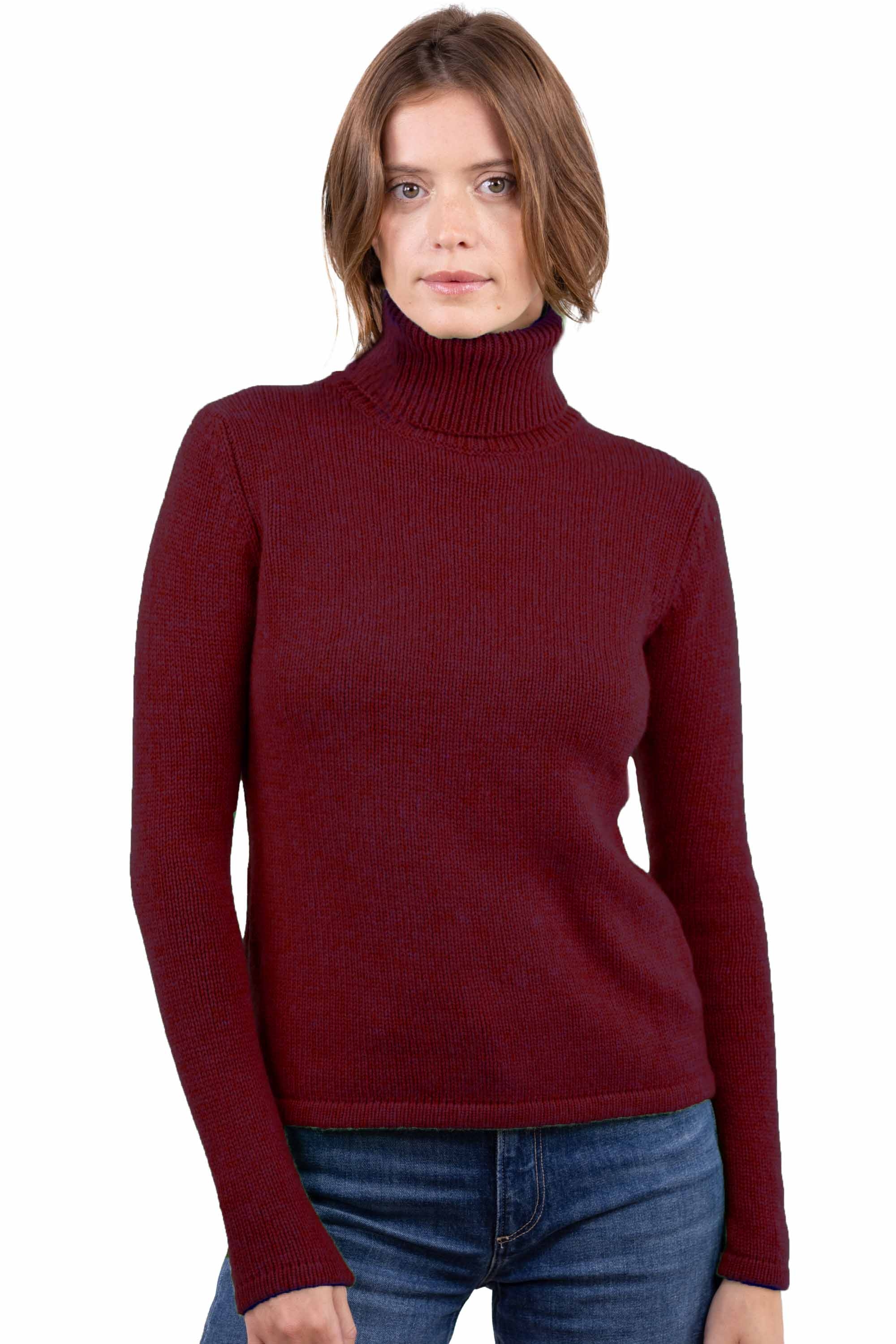 Cashmere ladies chunky sweater carla bordeaux xs
