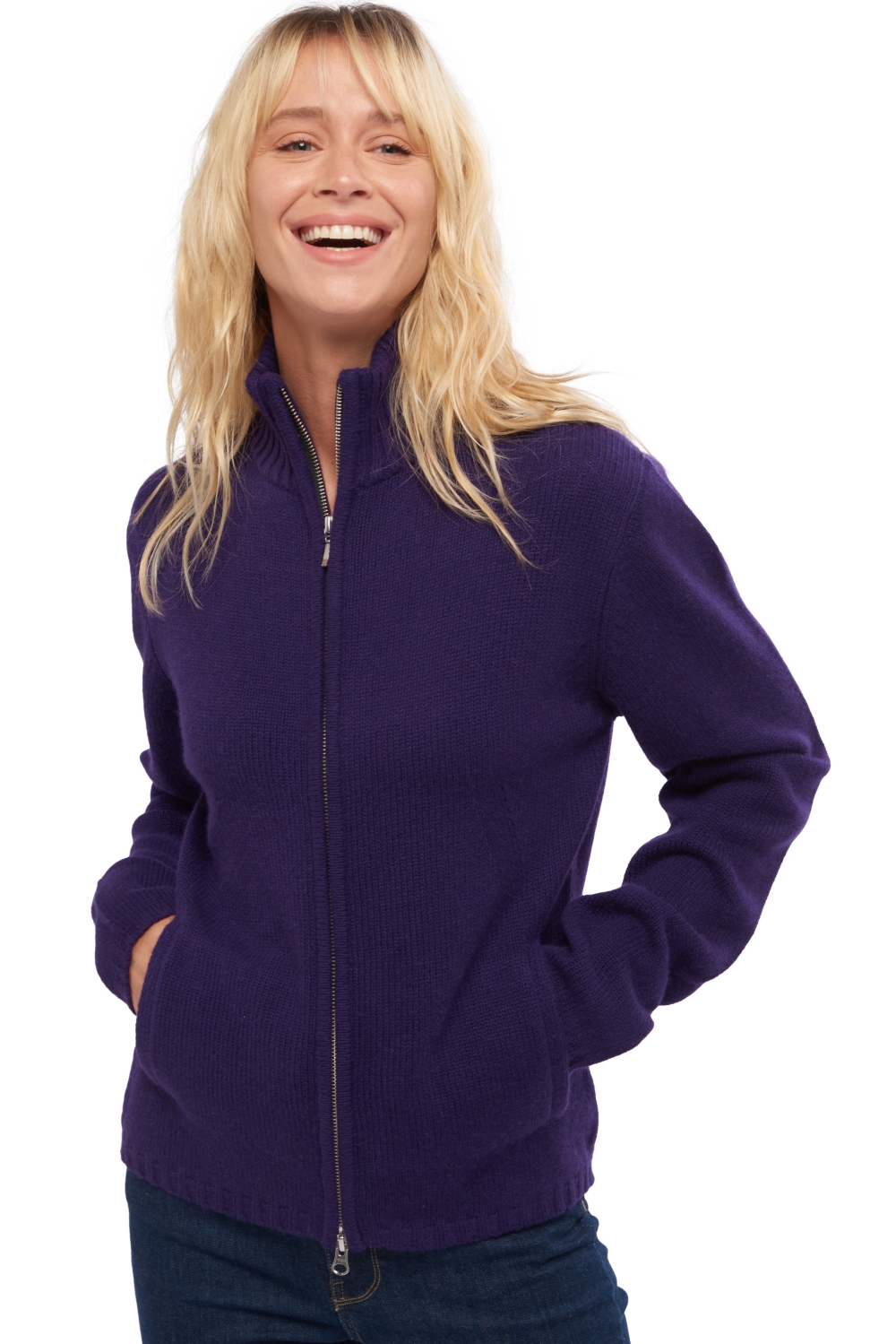 Cashmere ladies chunky sweater elodie deep purple xl