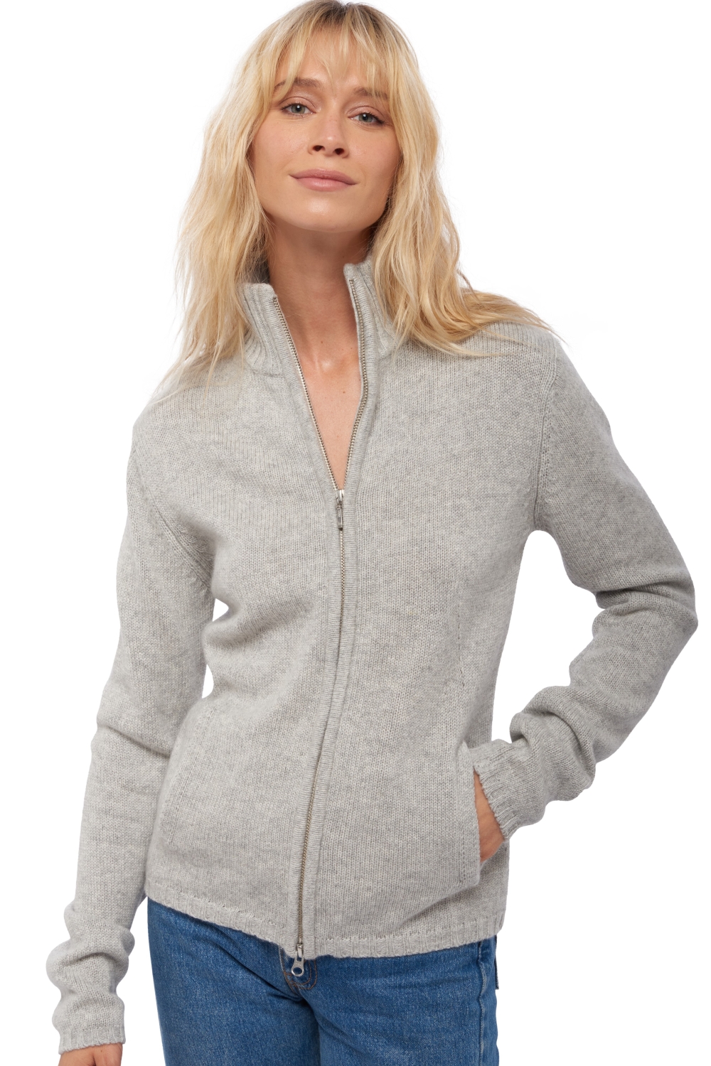 Cashmere ladies chunky sweater elodie flanelle chine l