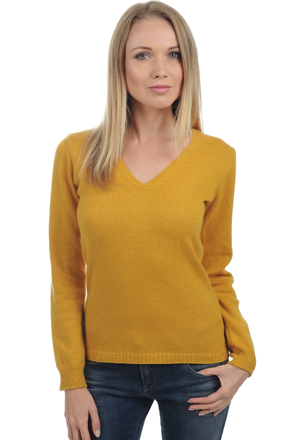 Cashmere ladies chunky sweater erine 4f mustard 2xl