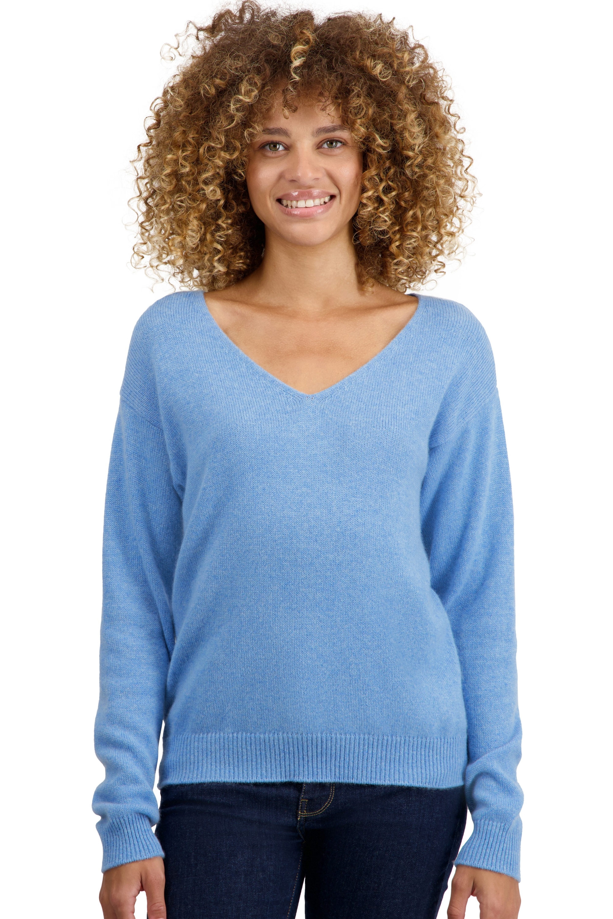 Cashmere ladies chunky sweater thailand azur blue chine m
