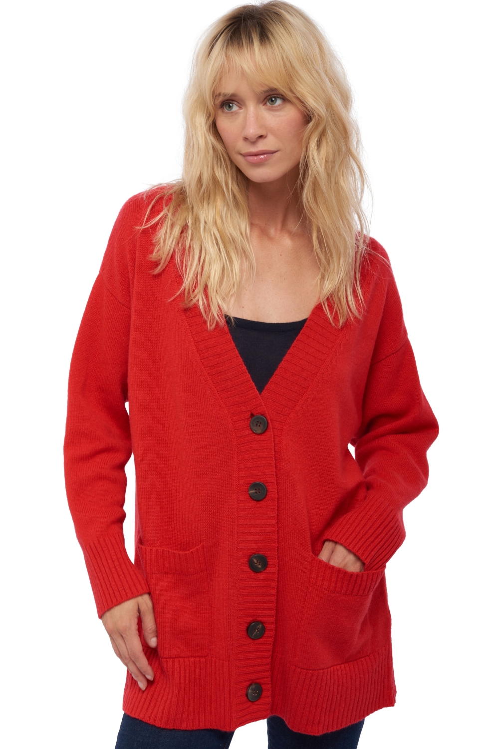 Cashmere ladies chunky sweater vadena rouge 2xl