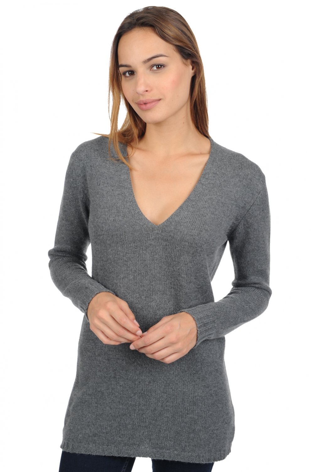 Cashmere ladies chunky sweater vanessa premium premium graphite 2xl