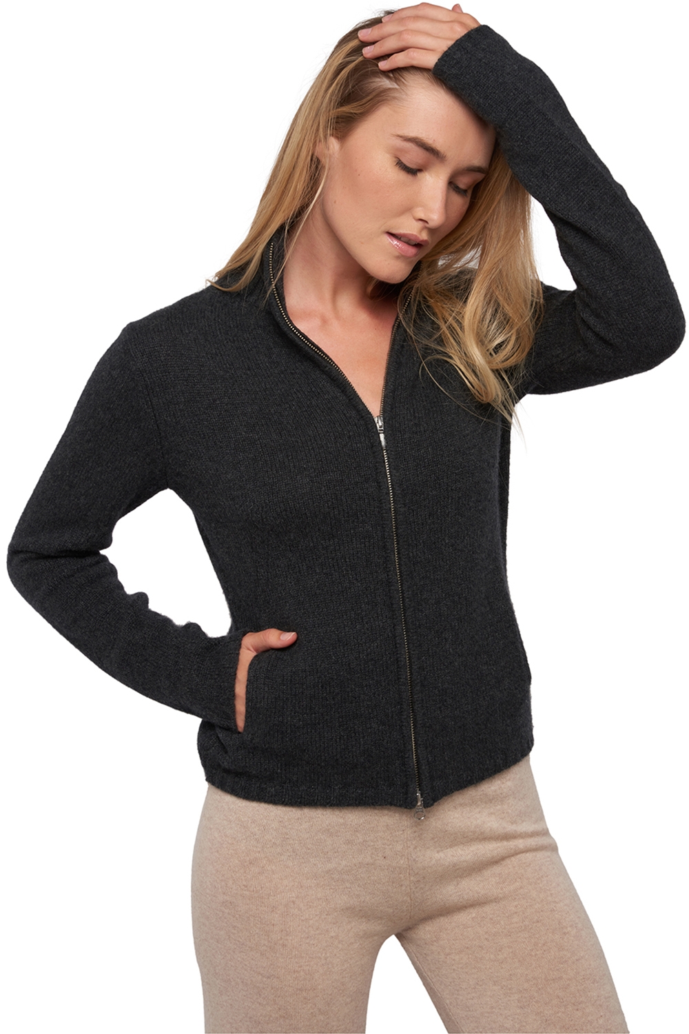 Cashmere ladies elodie charcoal marl xs