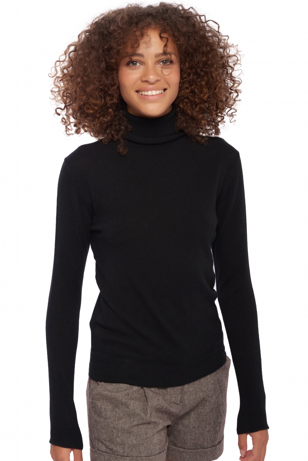 Cashmere ladies roll neck tale first black xl