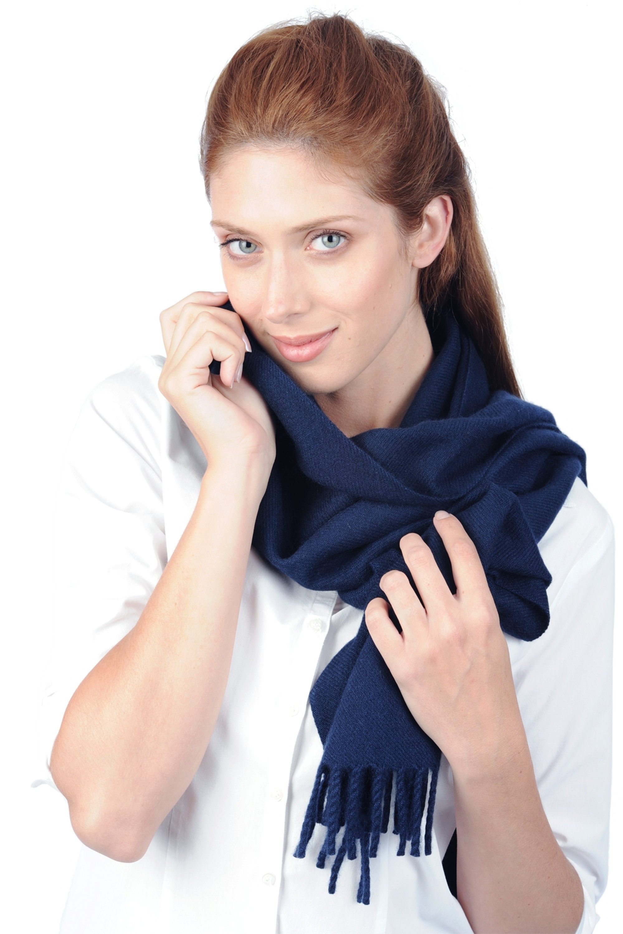 Cashmere ladies scarves mufflers kazu170 dark navy 170 x 25 cm