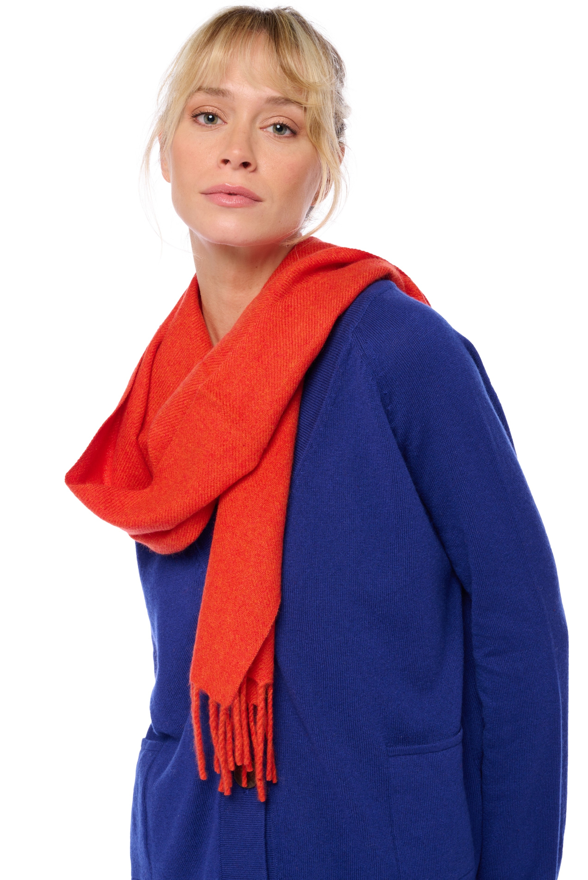 Cashmere ladies scarves mufflers kazu200 paprika 200 x 35 cm