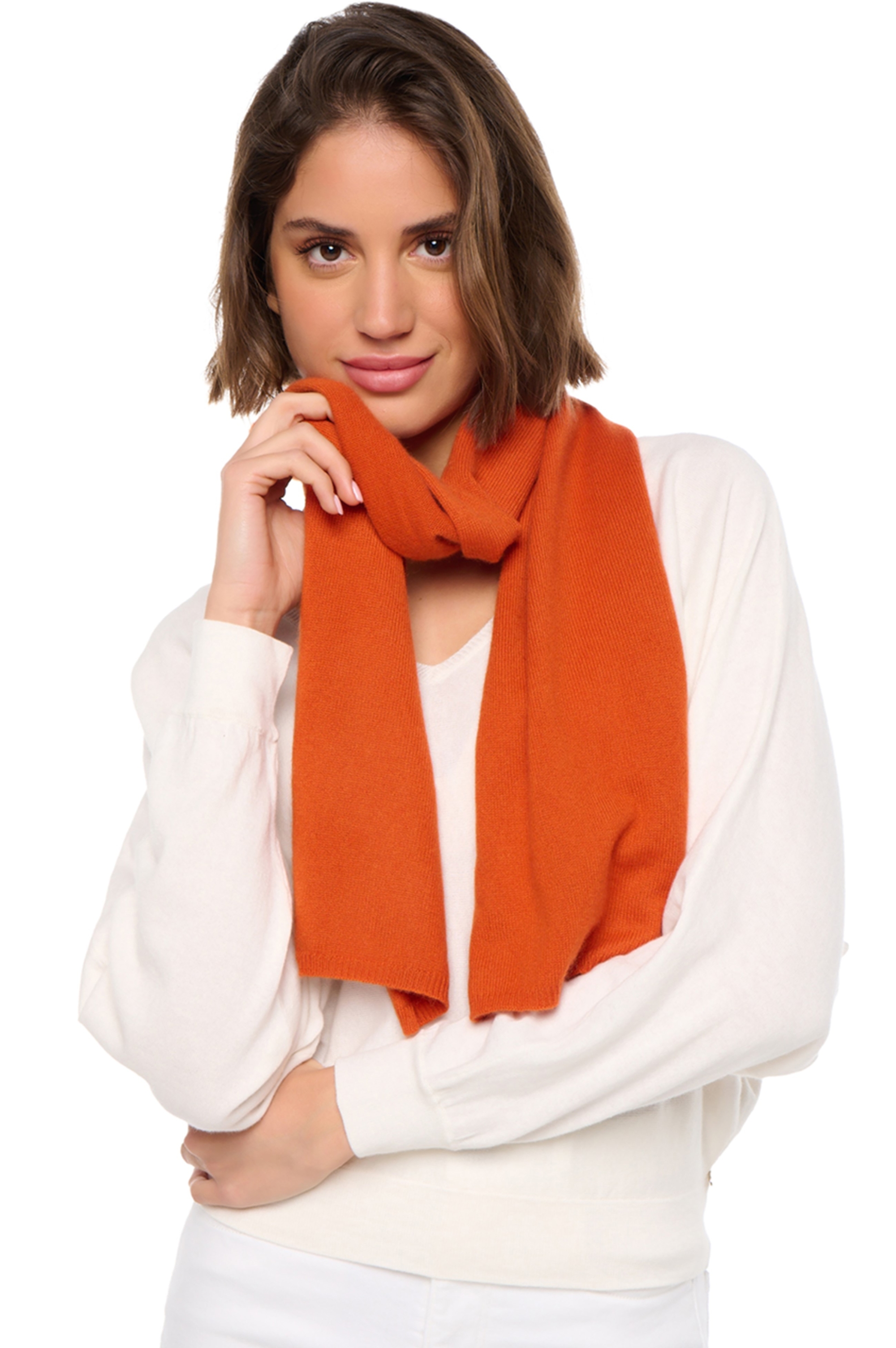 Cashmere ladies scarves mufflers ozone marmelade 160 x 30 cm