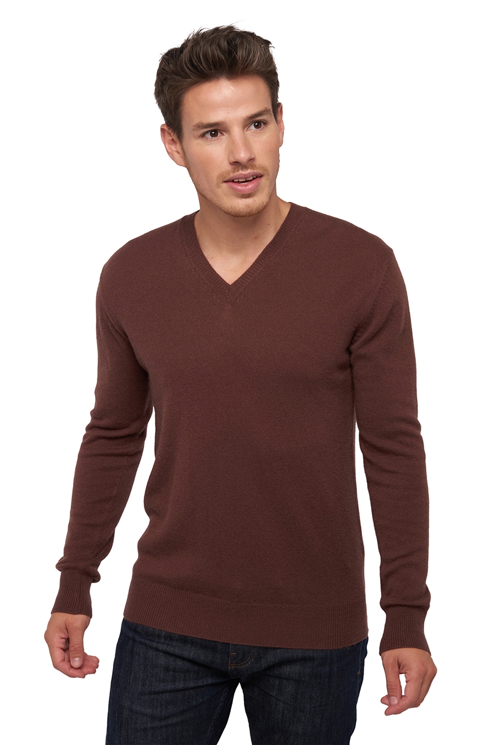 Cashmere men basic sweaters at low prices tor first chocobrown m