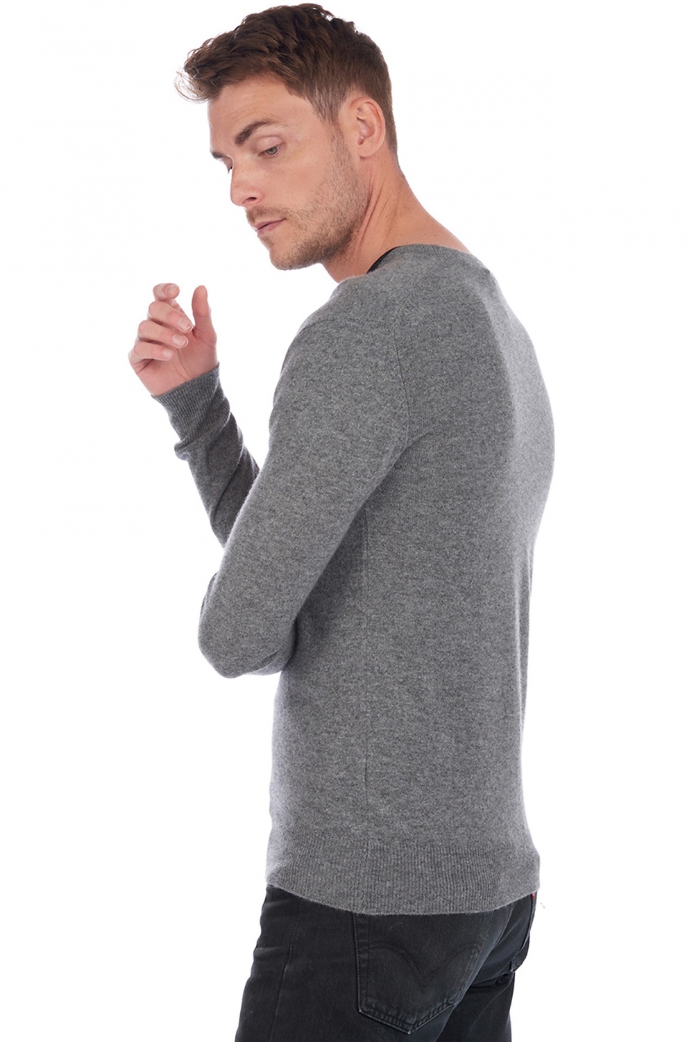 Cashmere men basic sweaters at low prices tor grey marl m