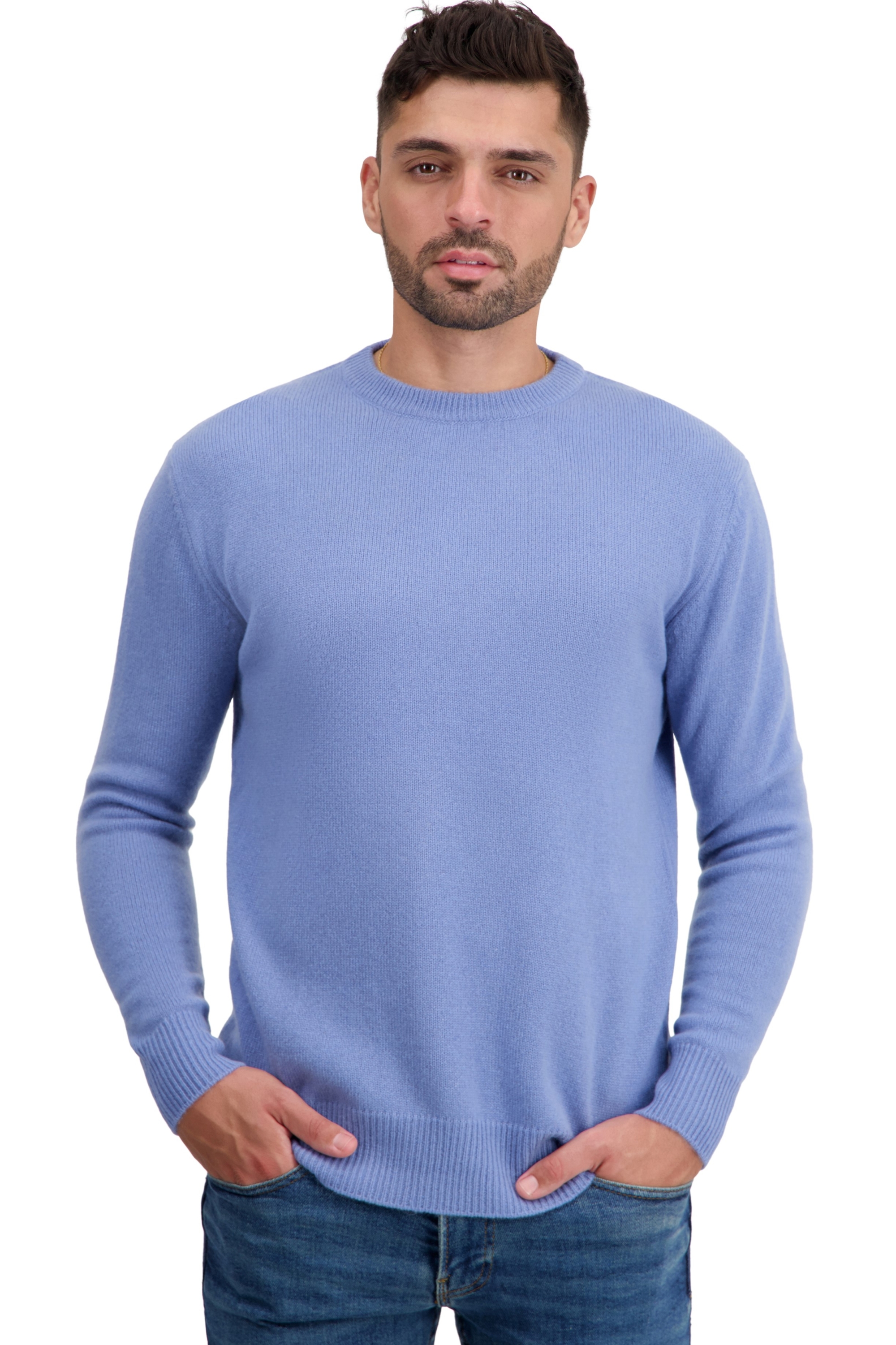 Cashmere men basic sweaters at low prices touraine first light blue xl