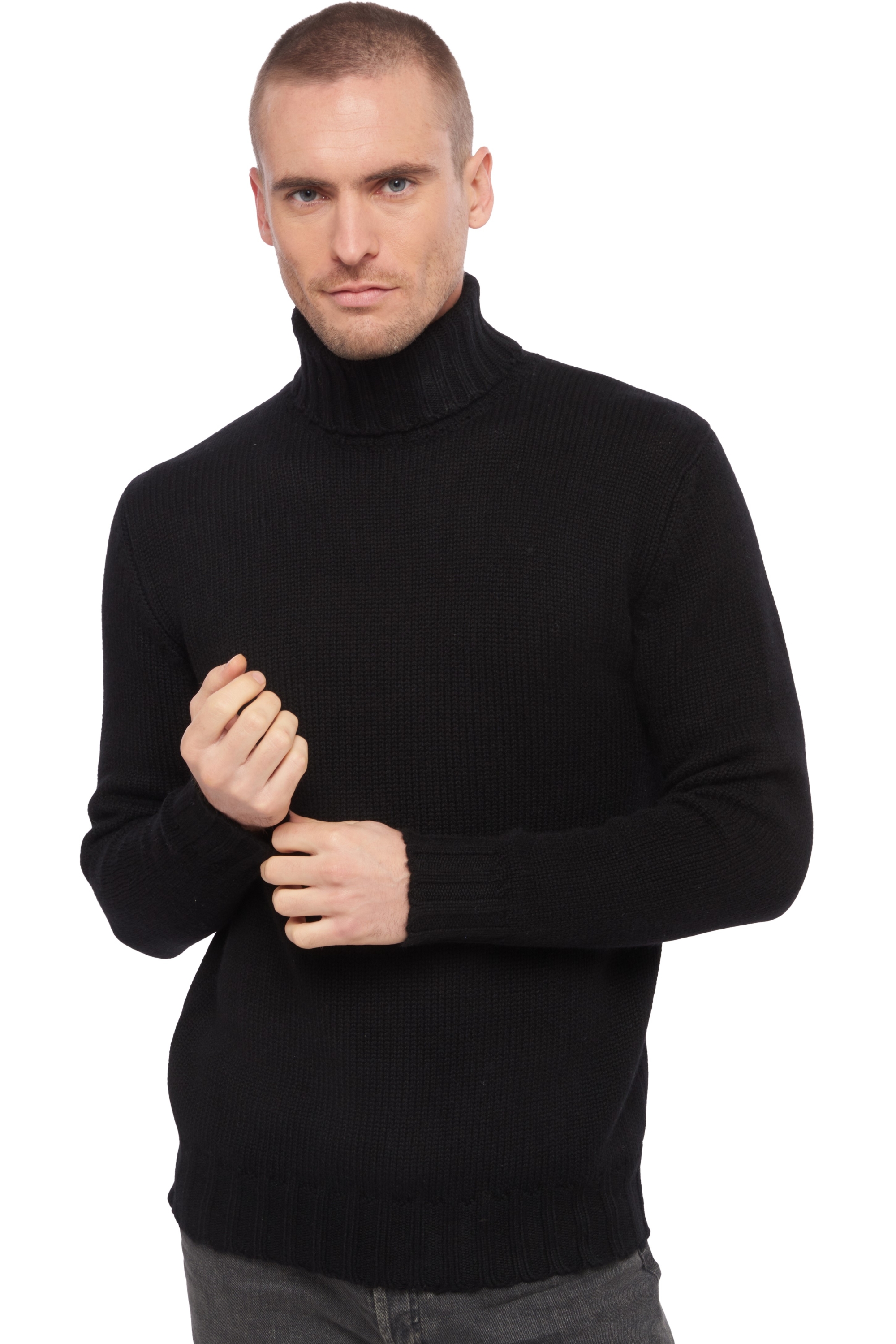 Cashmere men chunky sweater achille black l