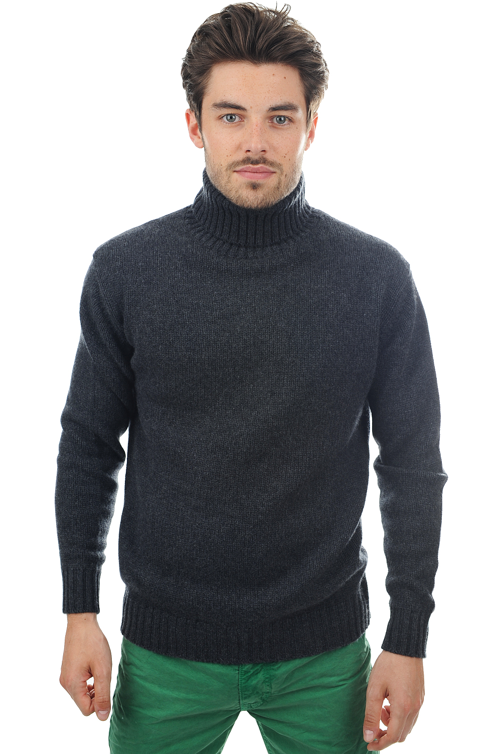 Cashmere men chunky sweater achille charcoal marl m