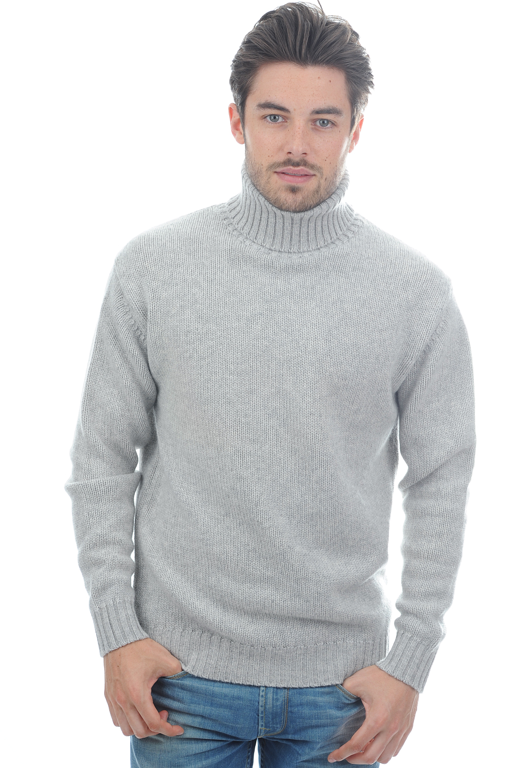 Cashmere men chunky sweater achille flanelle chine 3xl
