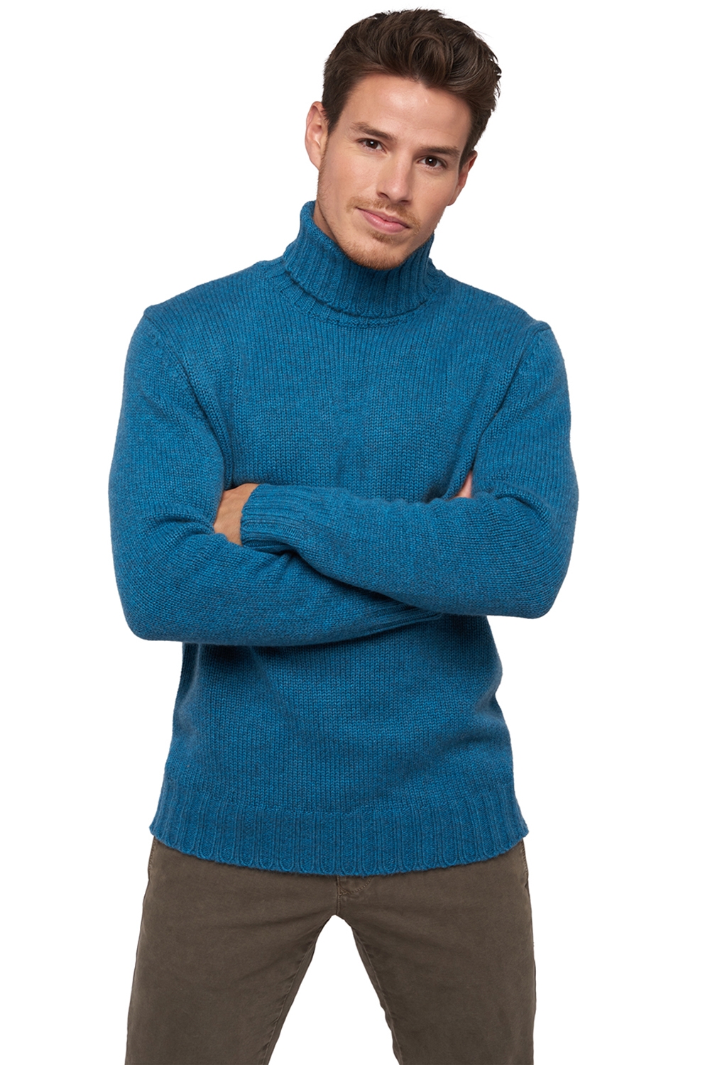 Cashmere men chunky sweater achille manor blue 2xl