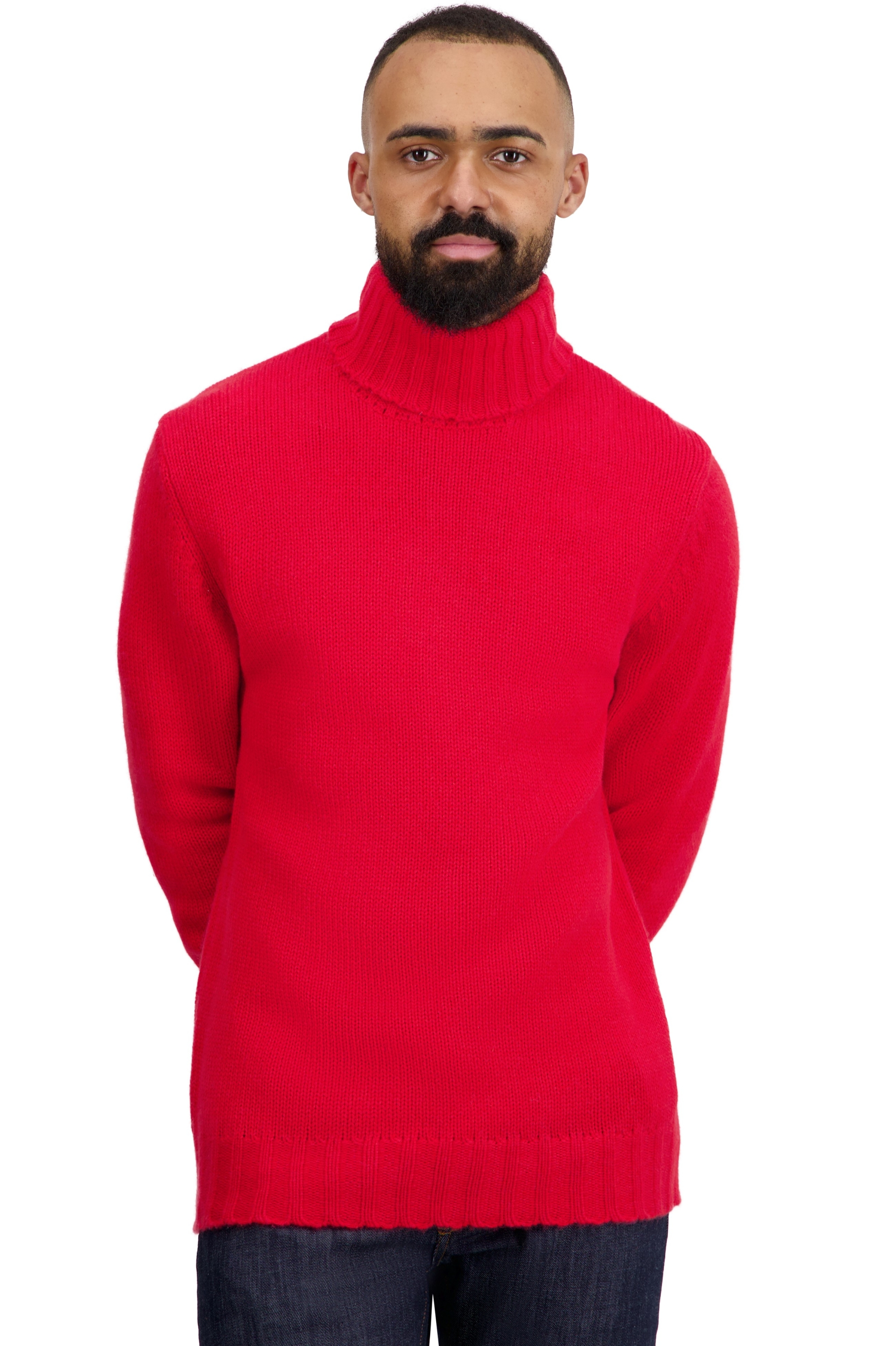 Cashmere men chunky sweater achille rouge m