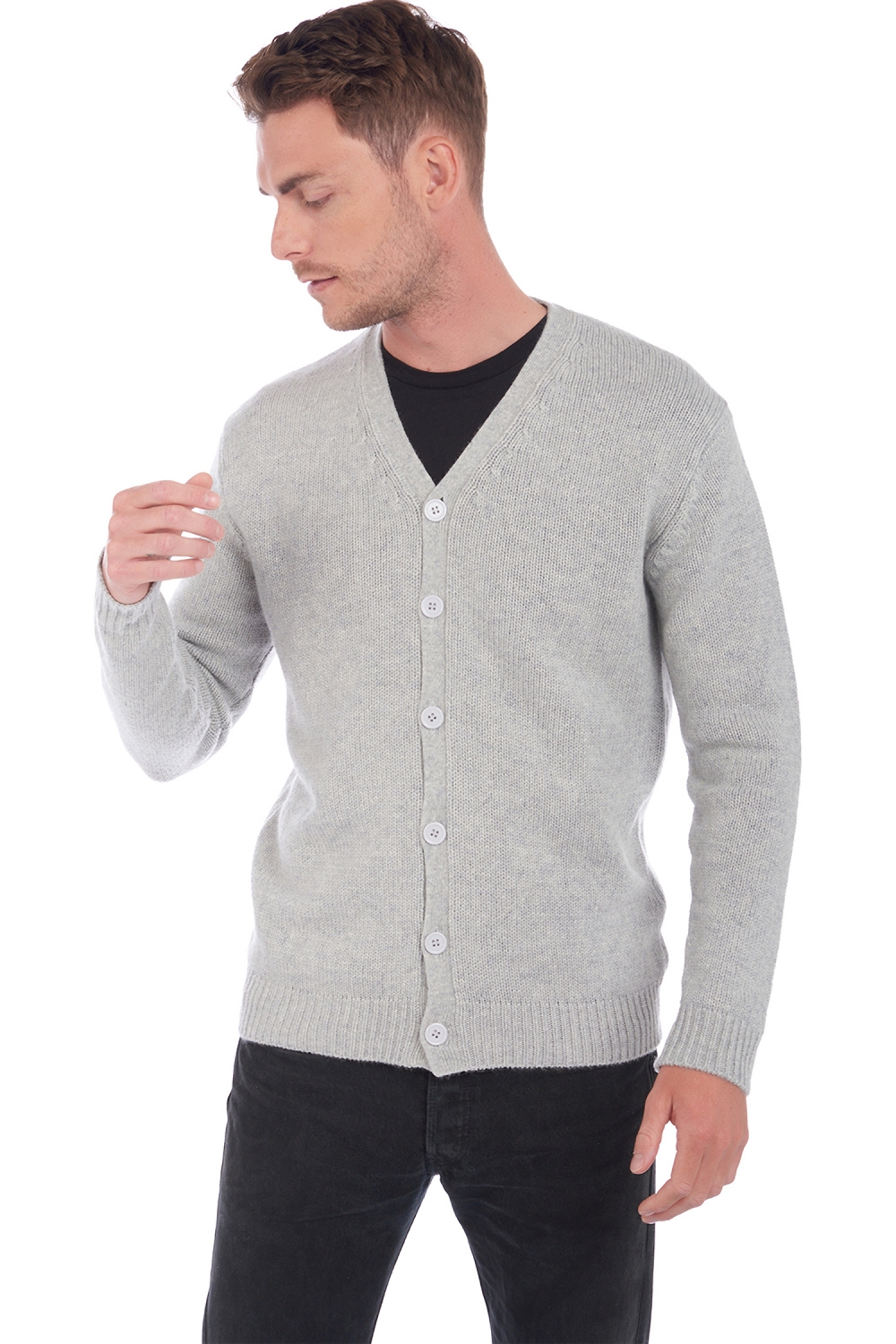 Cashmere men chunky sweater aden flanelle chine l