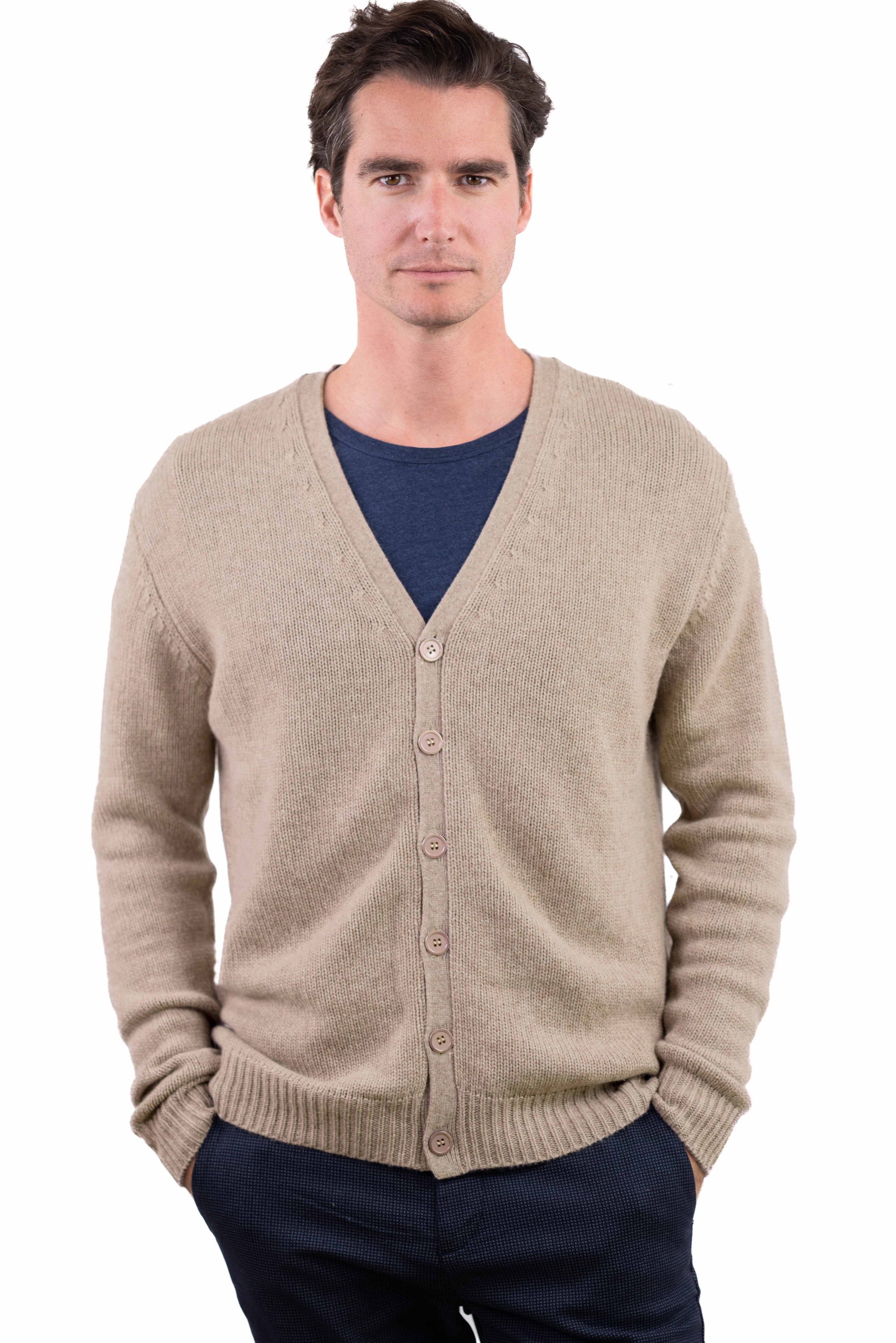 Cashmere men chunky sweater aden natural beige m