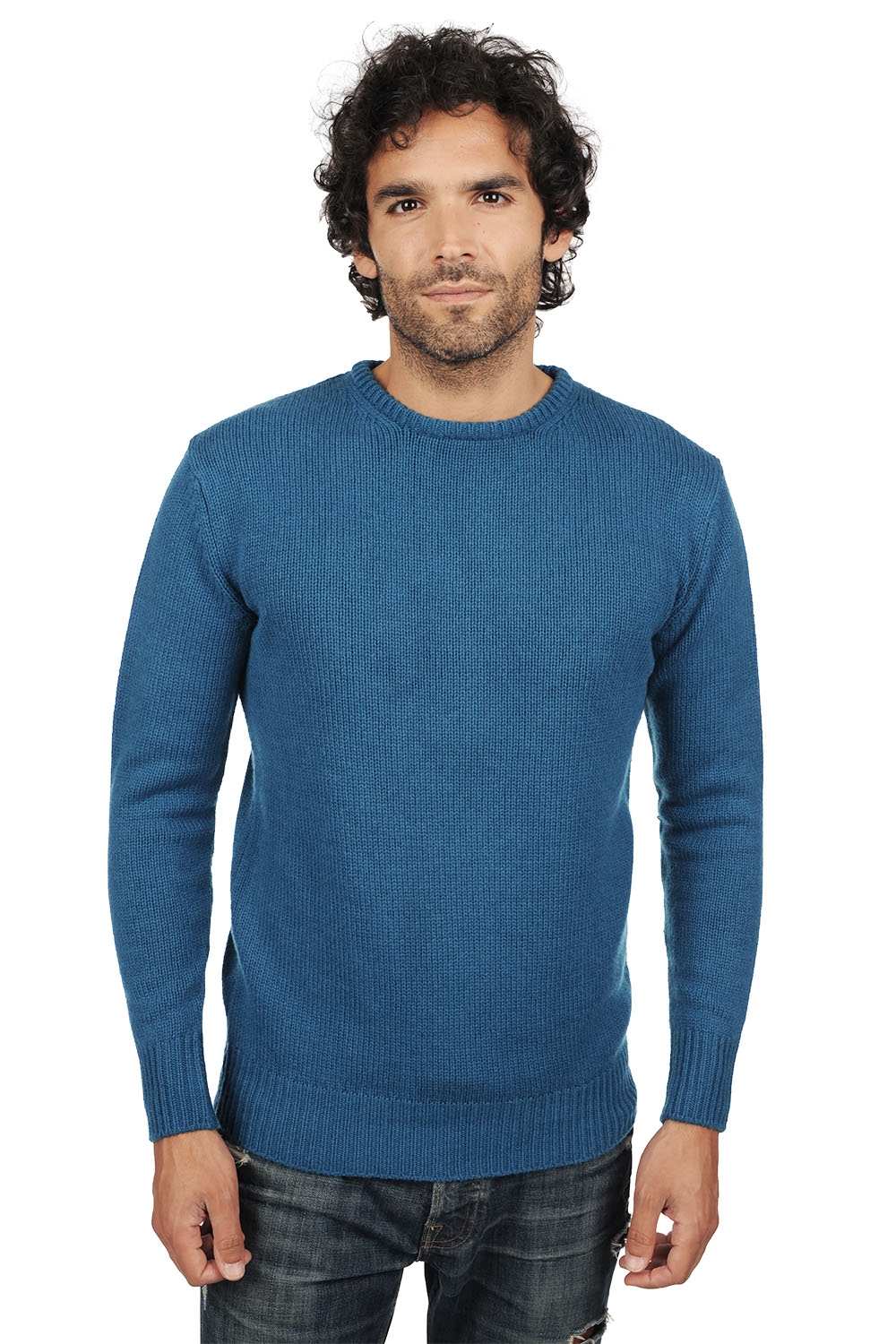 Cashmere men chunky sweater bilal canard blue xs