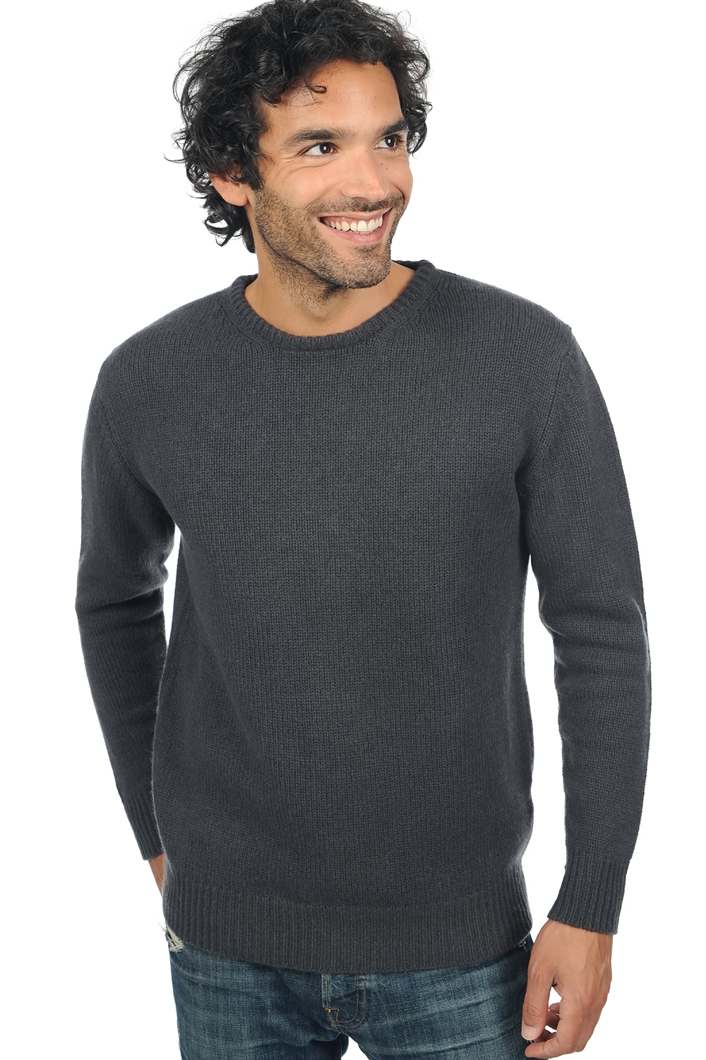 Cashmere men chunky sweater bilal matt charcoal 2xl