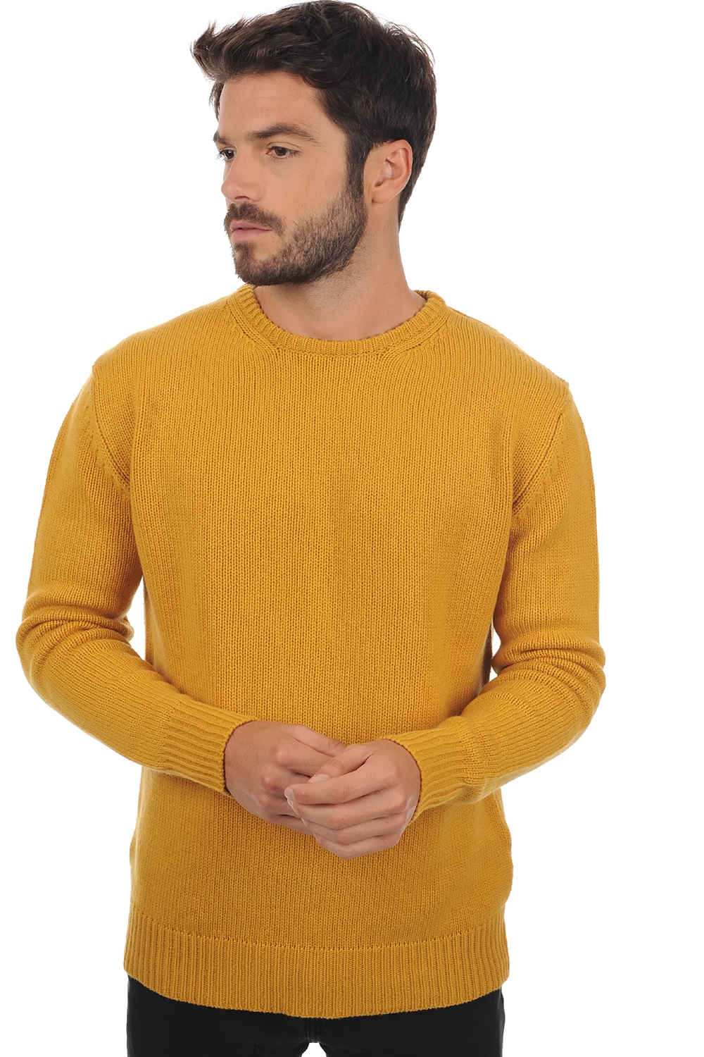 Cashmere men chunky sweater bilal mustard s