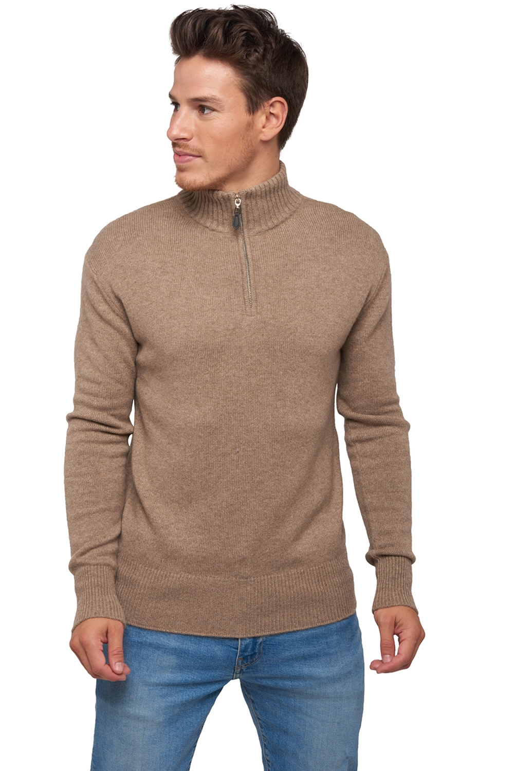 Cashmere men chunky sweater donovan natural brown l