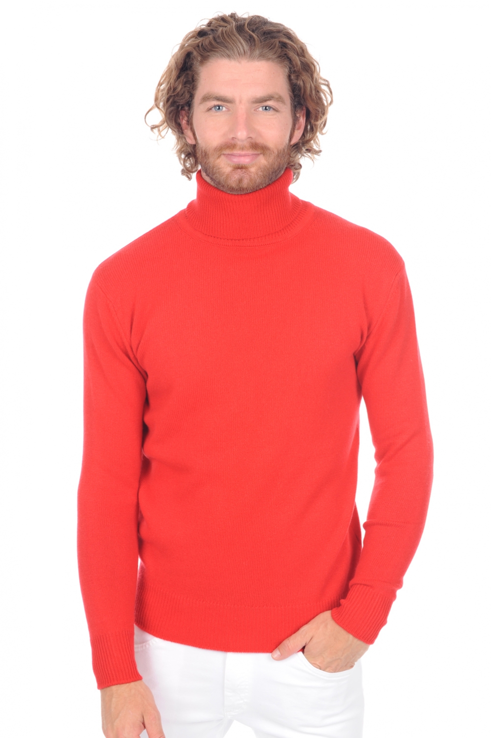 Cashmere men chunky sweater edgar 4f premium tango red 2xl