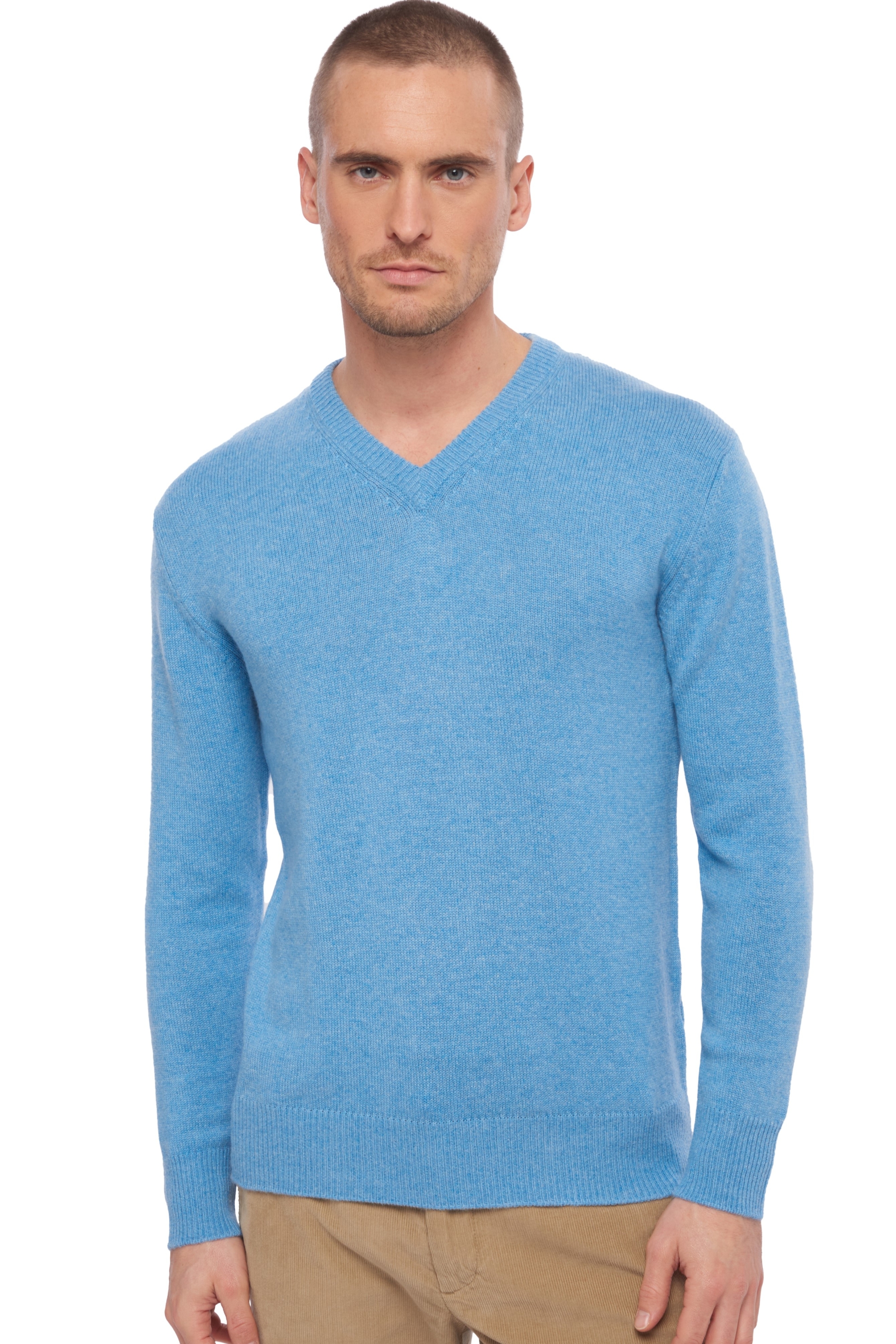 Cashmere men chunky sweater hippolyte 4f azur blue chine xl