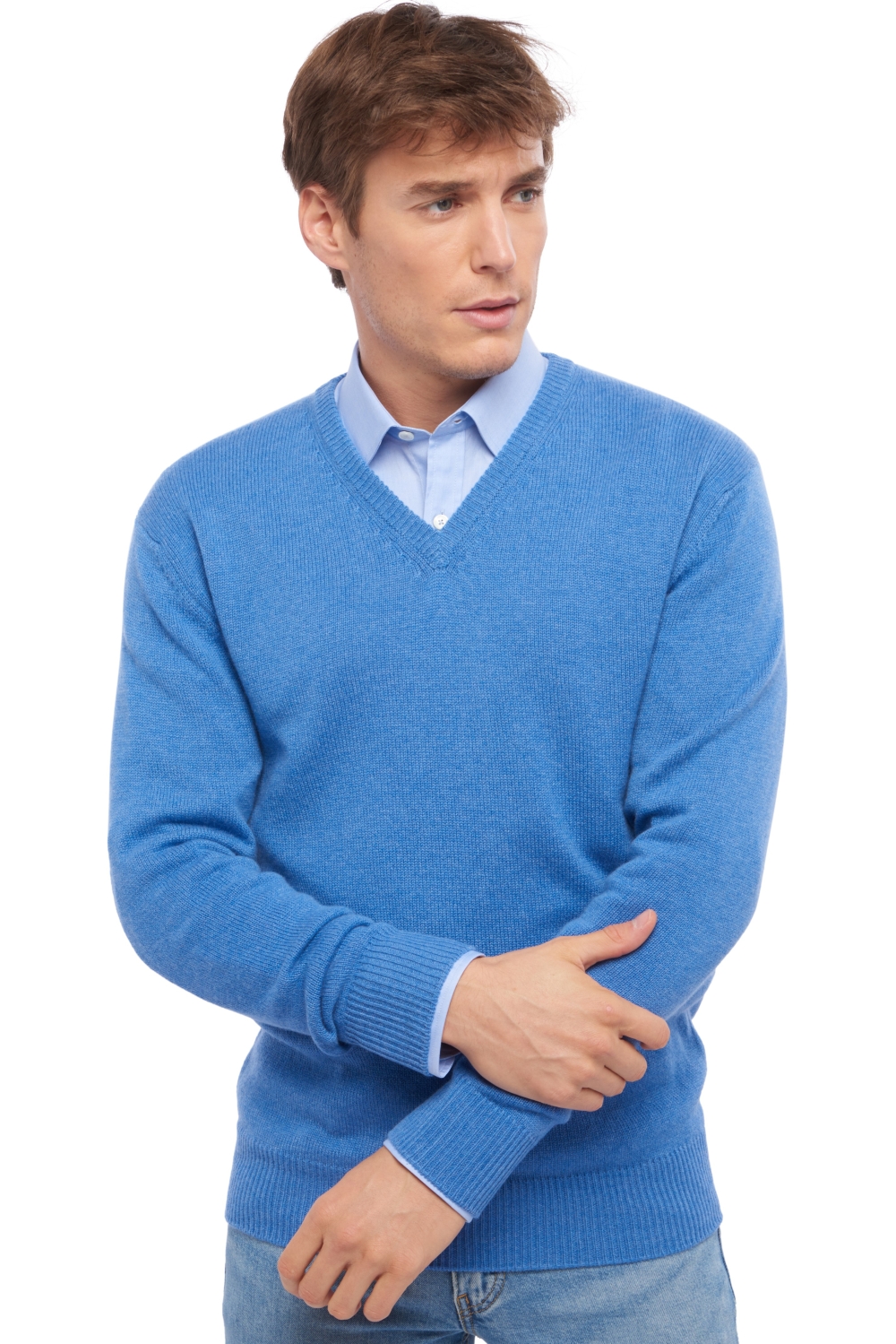 Cashmere men chunky sweater hippolyte 4f blue chine l