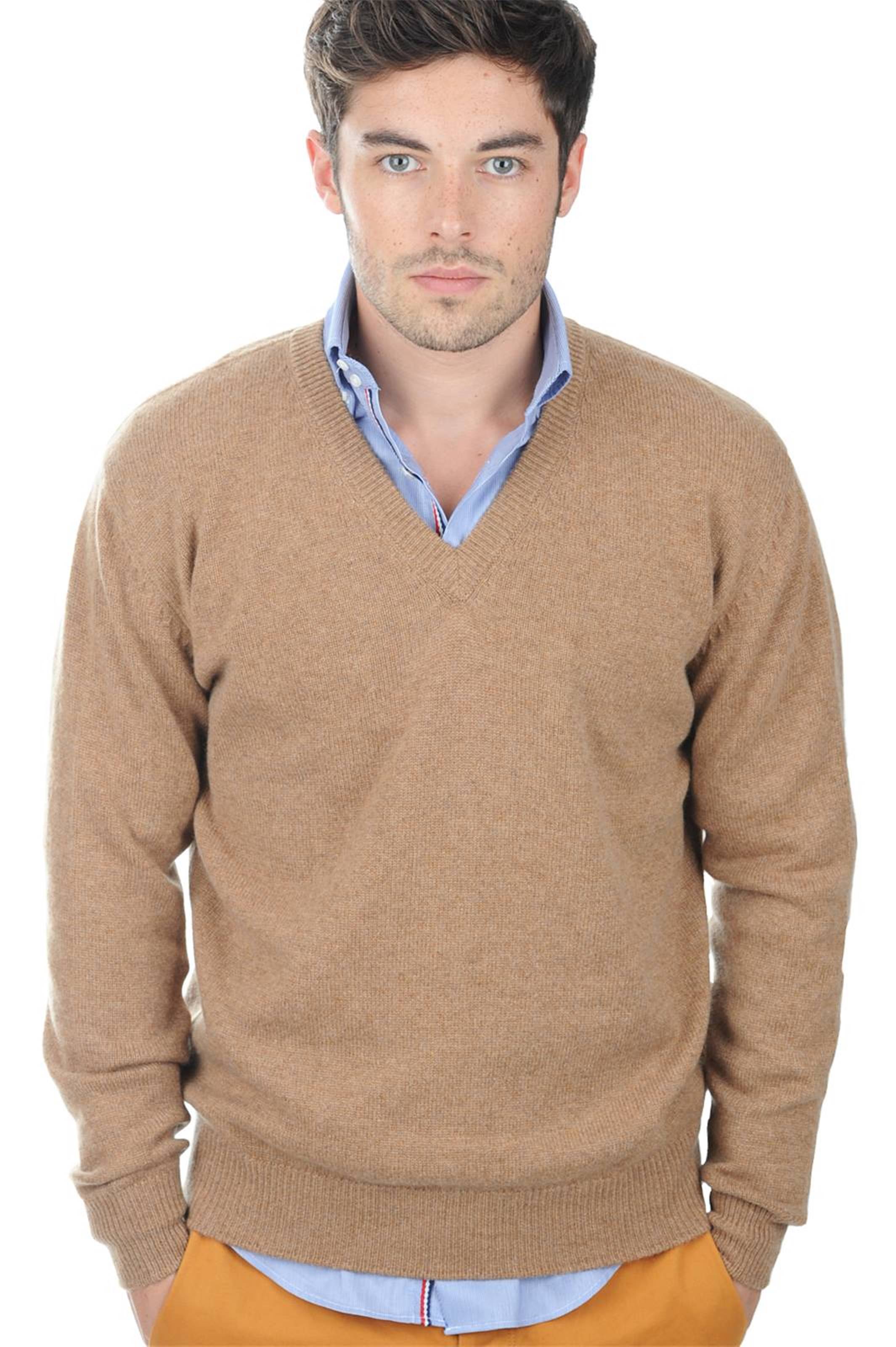 Cashmere men chunky sweater hippolyte 4f camel chine xl