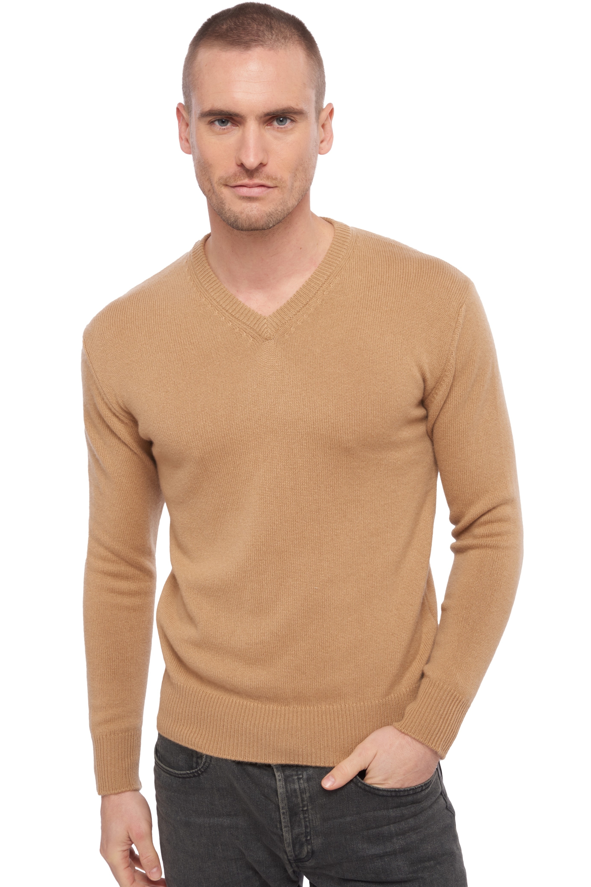 Cashmere men chunky sweater hippolyte 4f camel xs