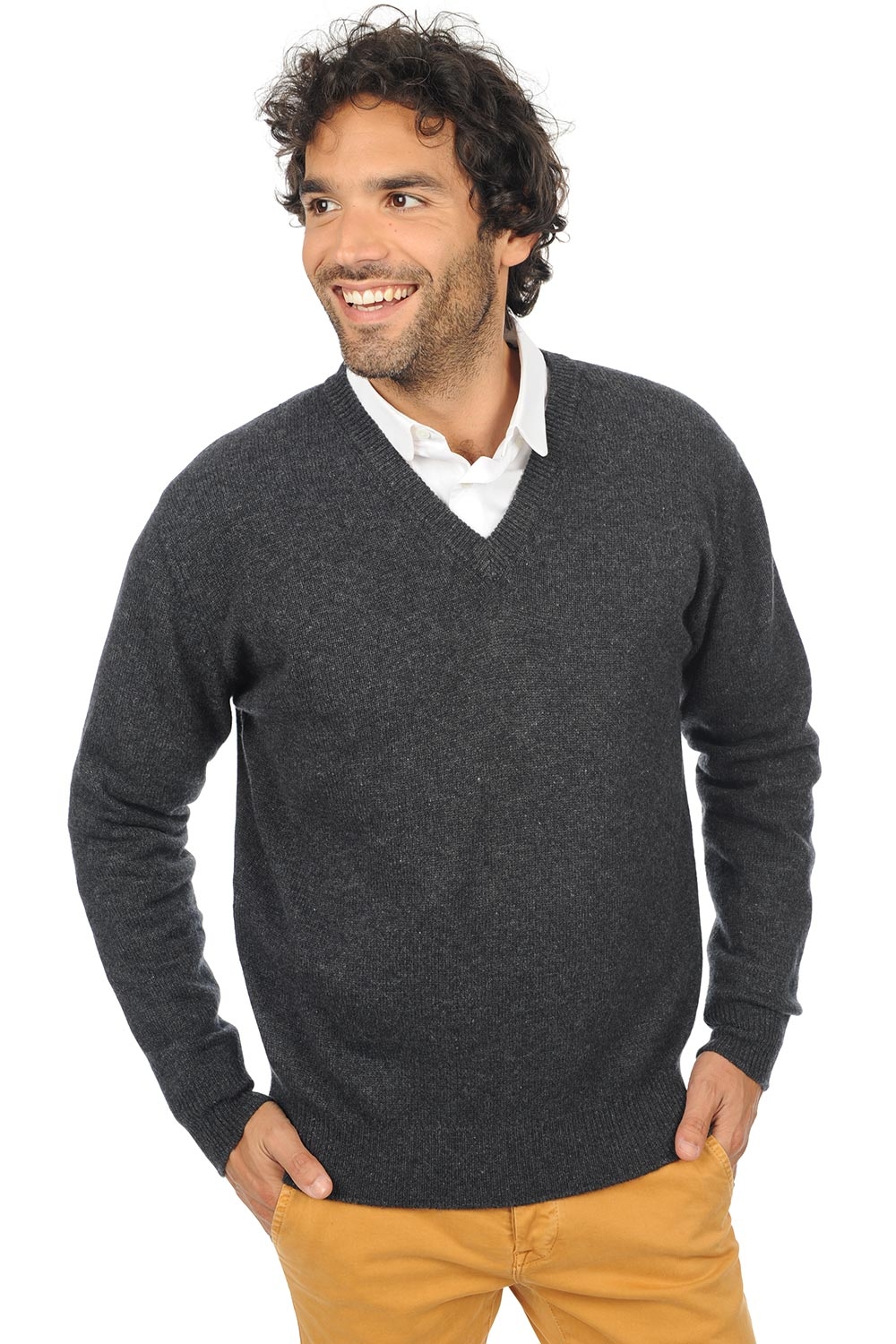 Cashmere men chunky sweater hippolyte 4f charcoal marl 3xl