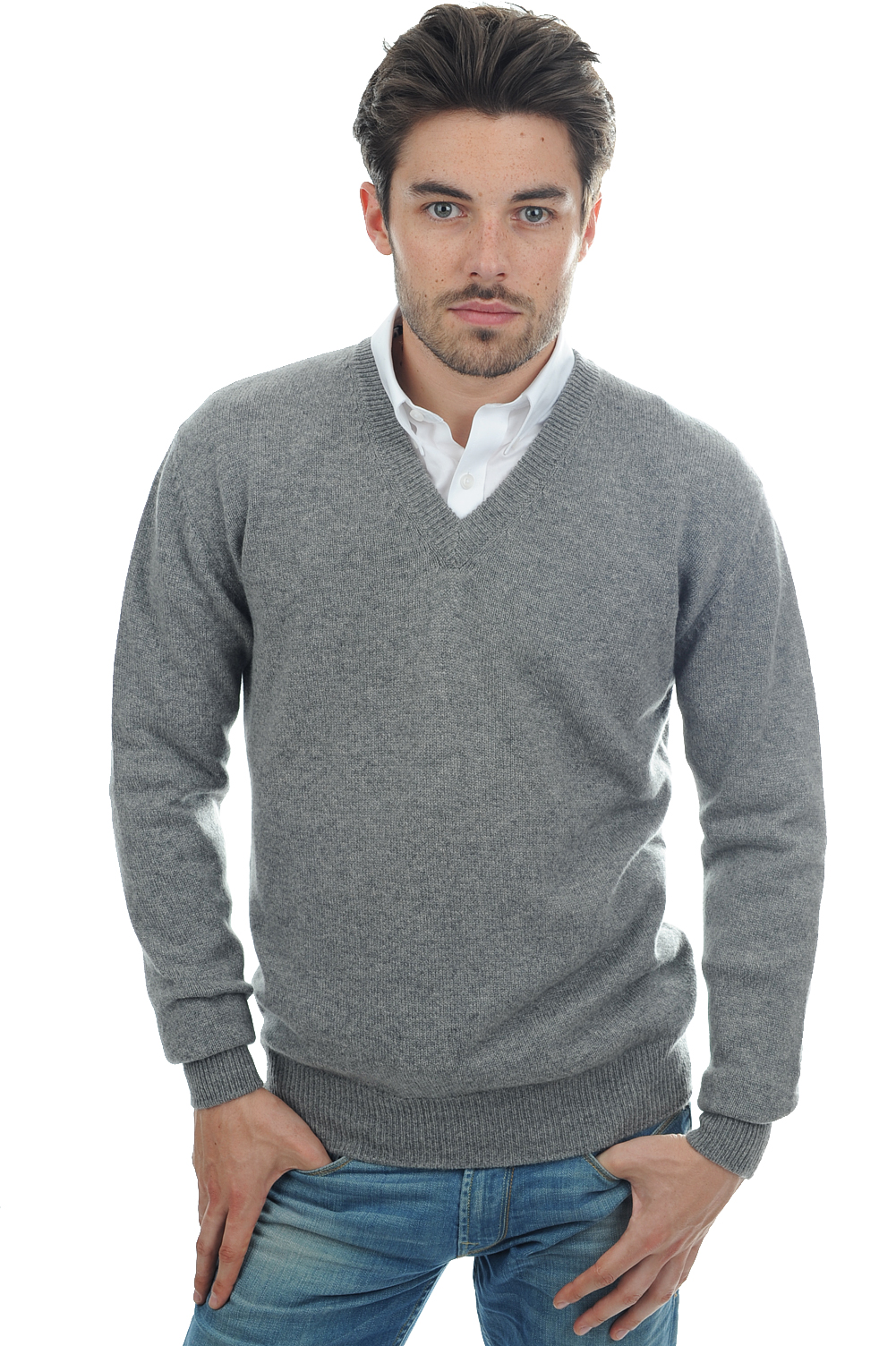 Cashmere men chunky sweater hippolyte 4f grey marl s