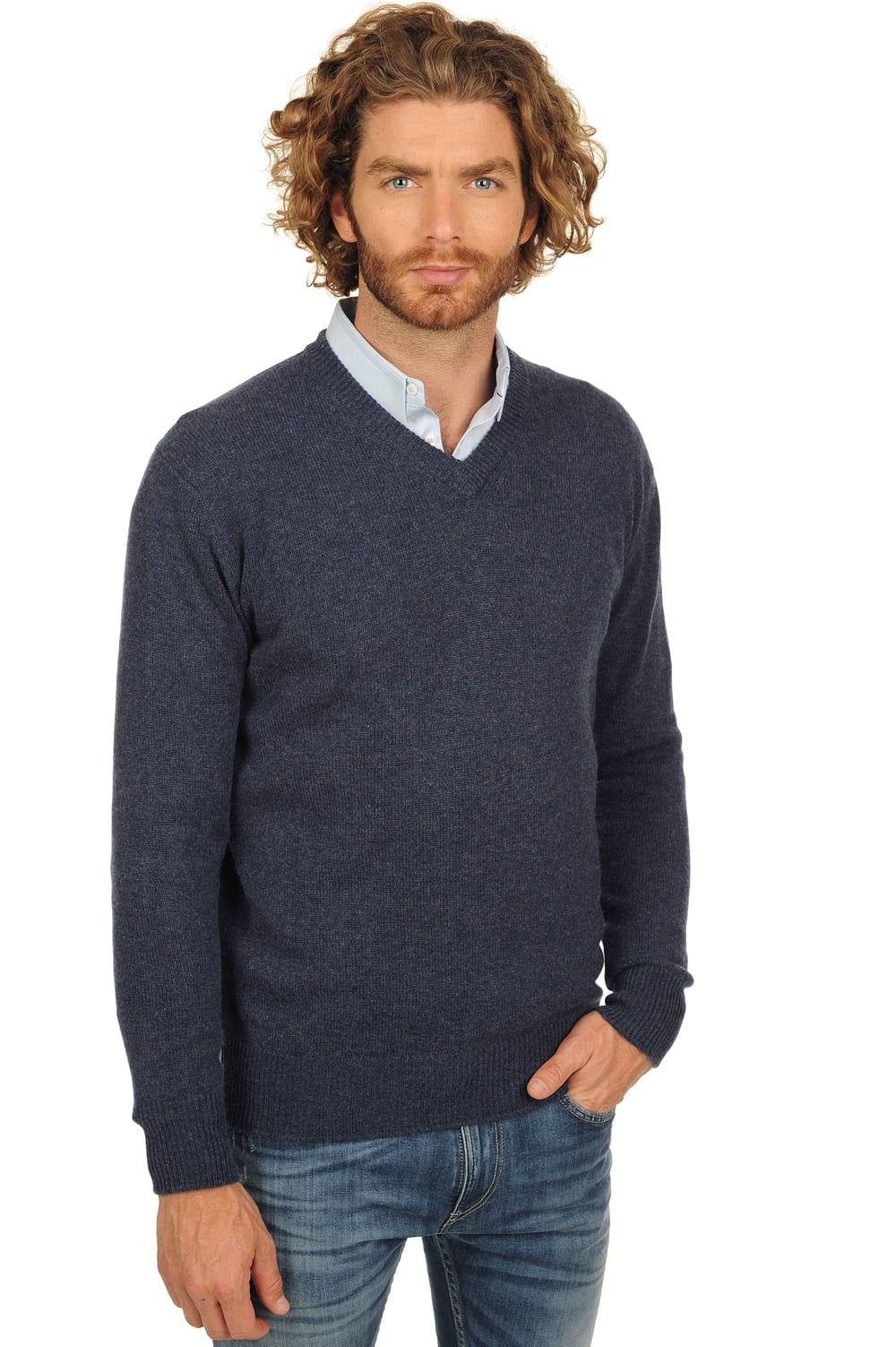 Cashmere men chunky sweater hippolyte 4f indigo xl
