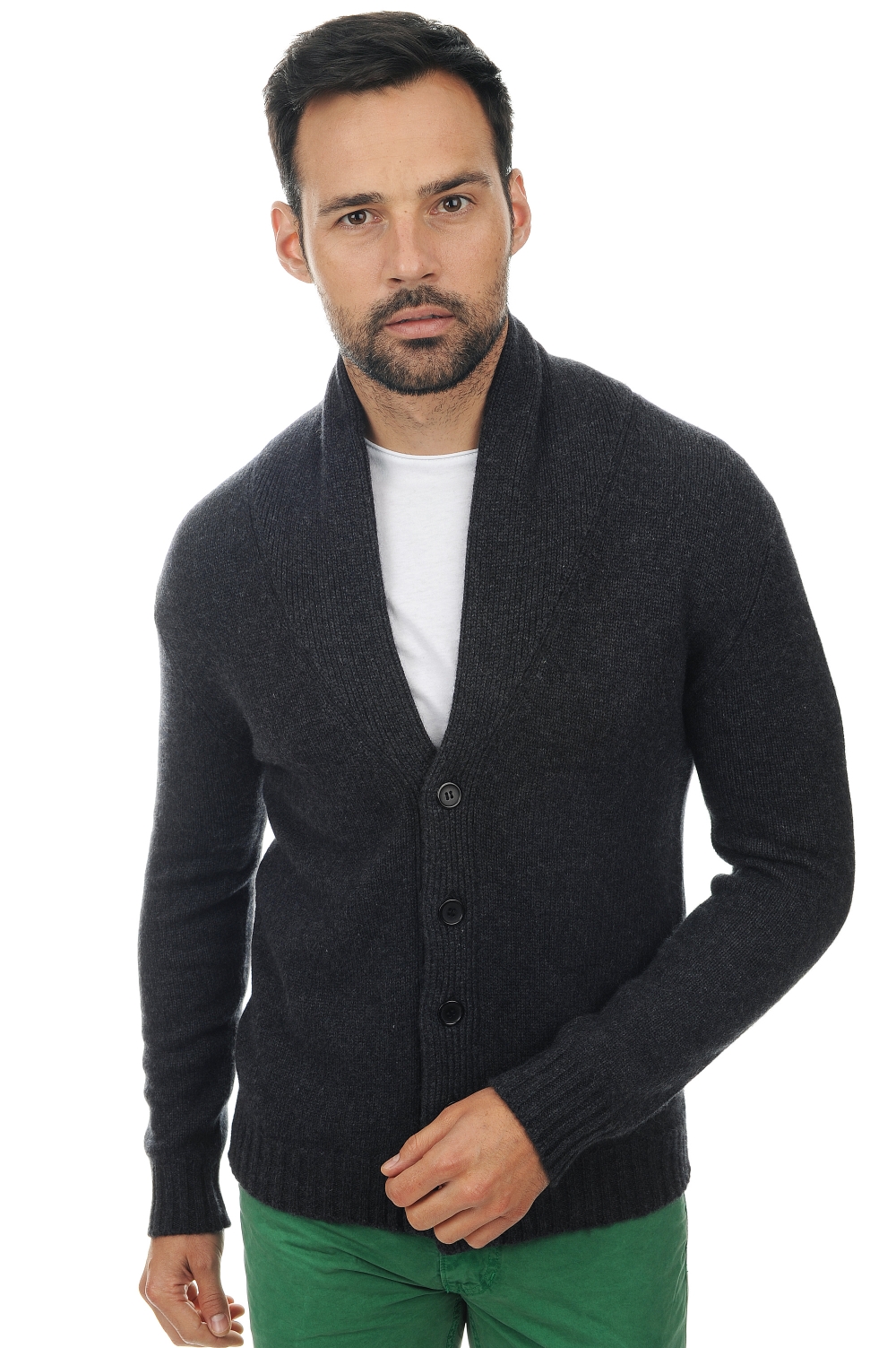 Cashmere men chunky sweater jovan charcoal marl m