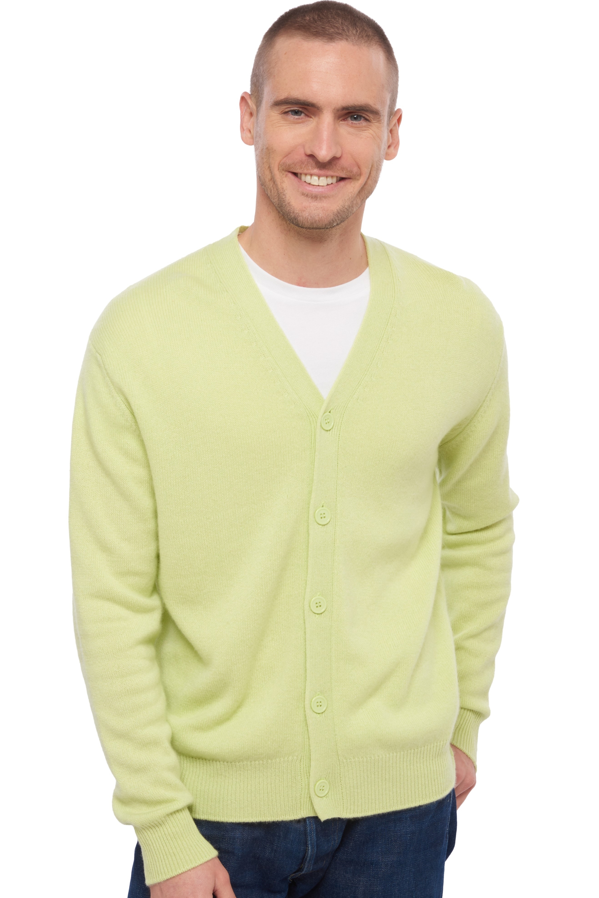 Cashmere men chunky sweater leon light green m