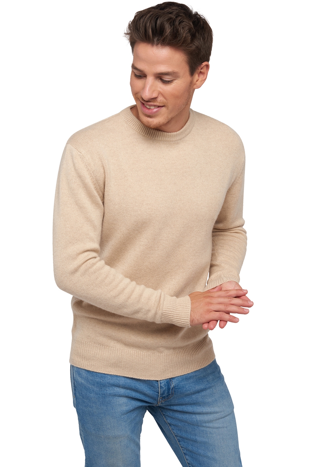 Cashmere men chunky sweater nestor 4f natural beige m