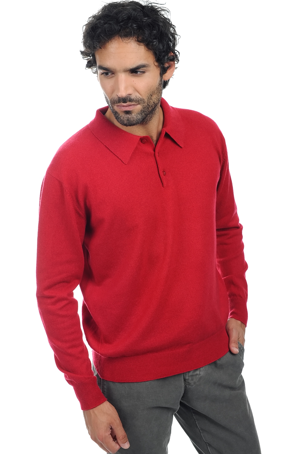 Cashmere men polo style sweaters alexandre blood red 3xl
