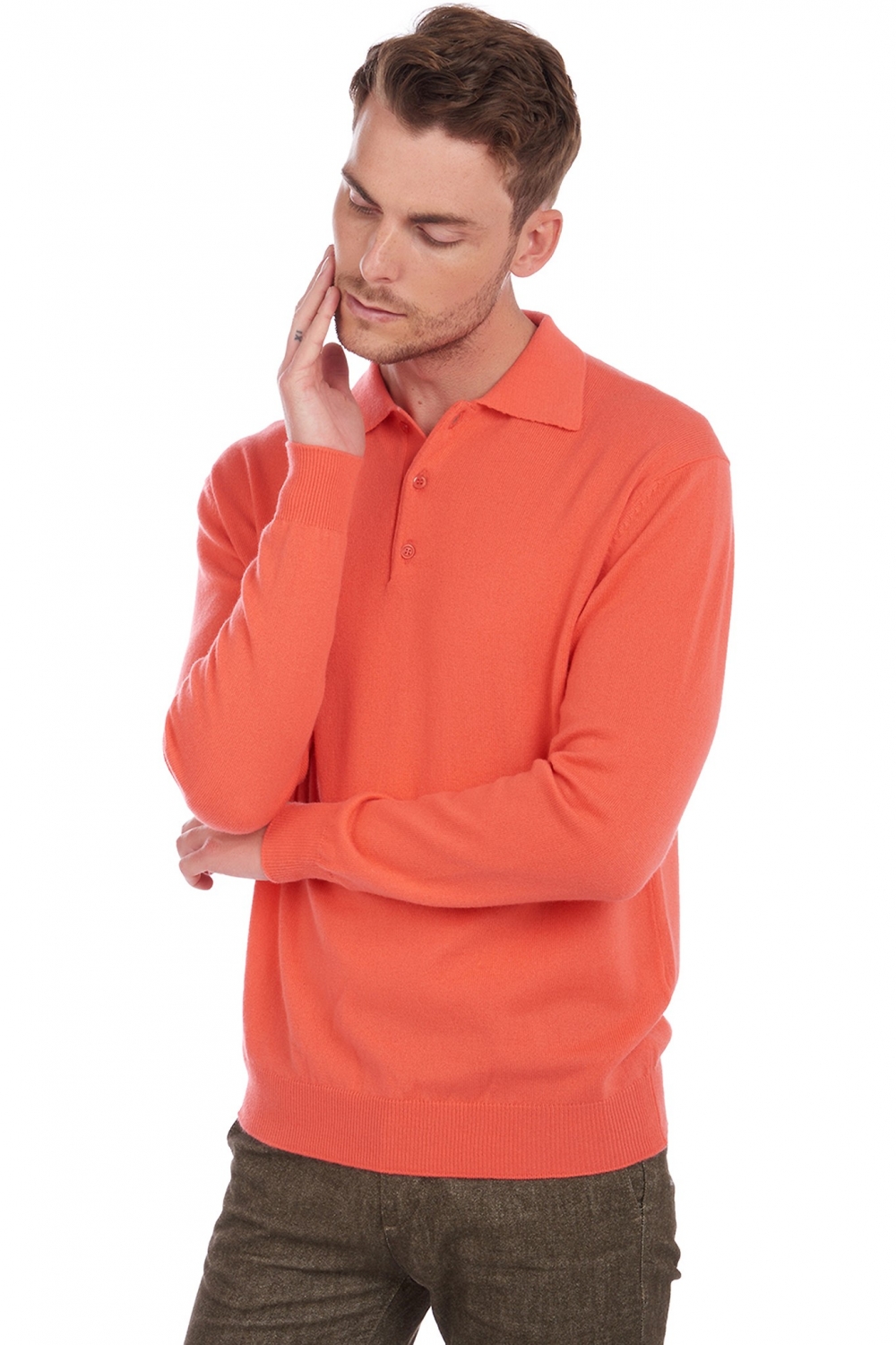 Cashmere men polo style sweaters alexandre coral xl
