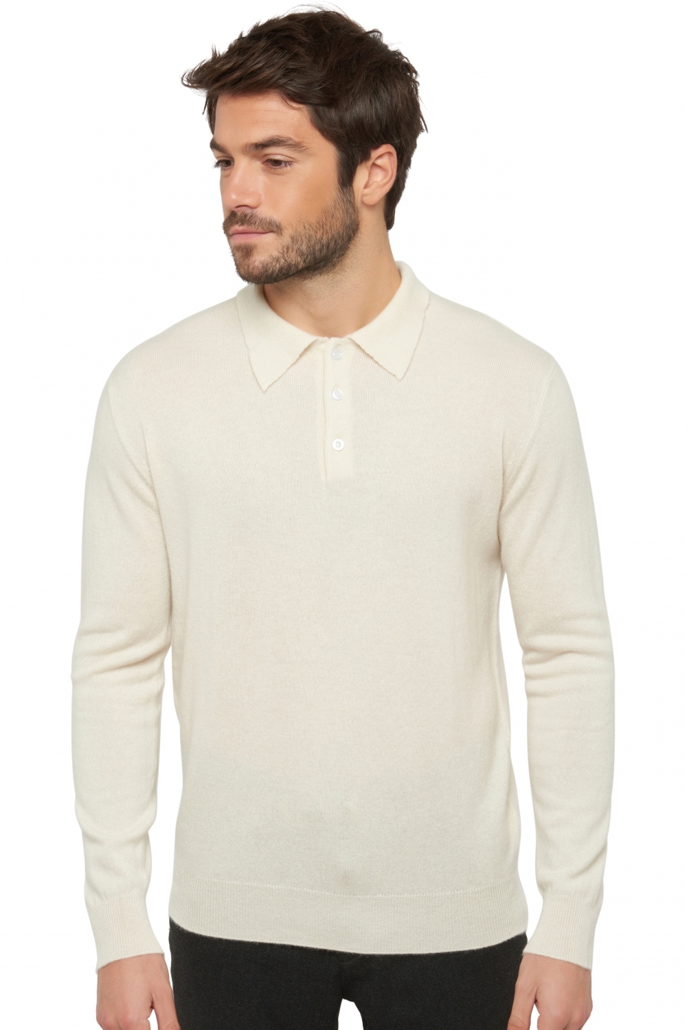 Cashmere men polo style sweaters alexandre premium tenzin natural 2xl