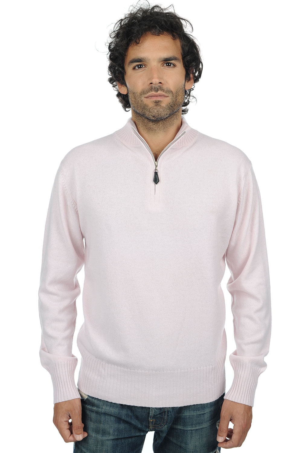 Cashmere men polo style sweaters chazam shinking violet l