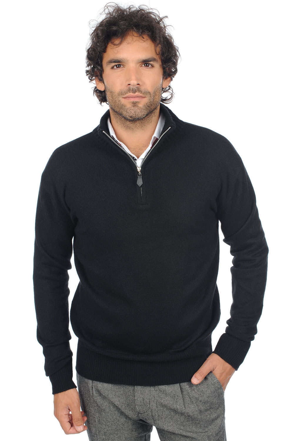 Cashmere men polo style sweaters donovan black xl