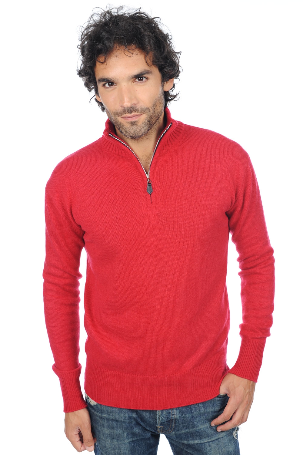 Cashmere men polo style sweaters donovan blood red xs