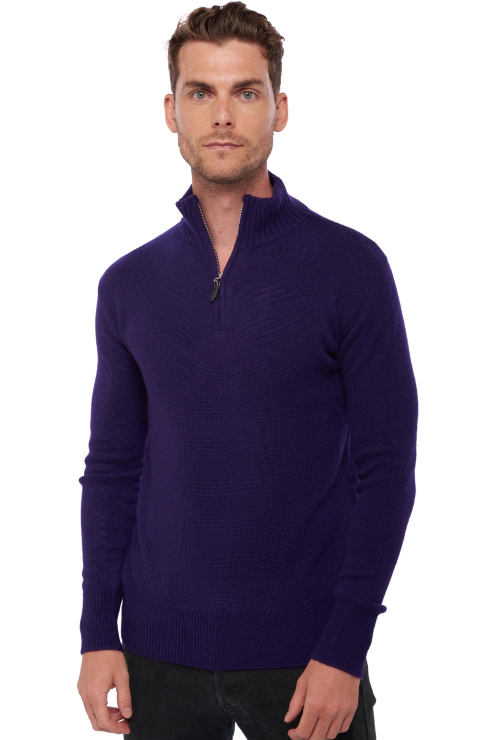 Cashmere men polo style sweaters donovan deep purple 3xl