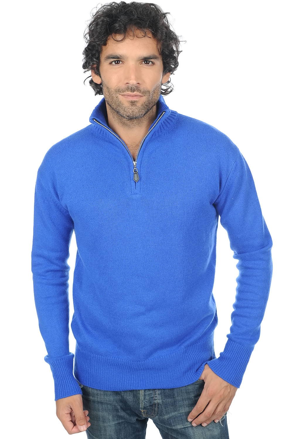 Cashmere men polo style sweaters donovan lapis blue 3xl